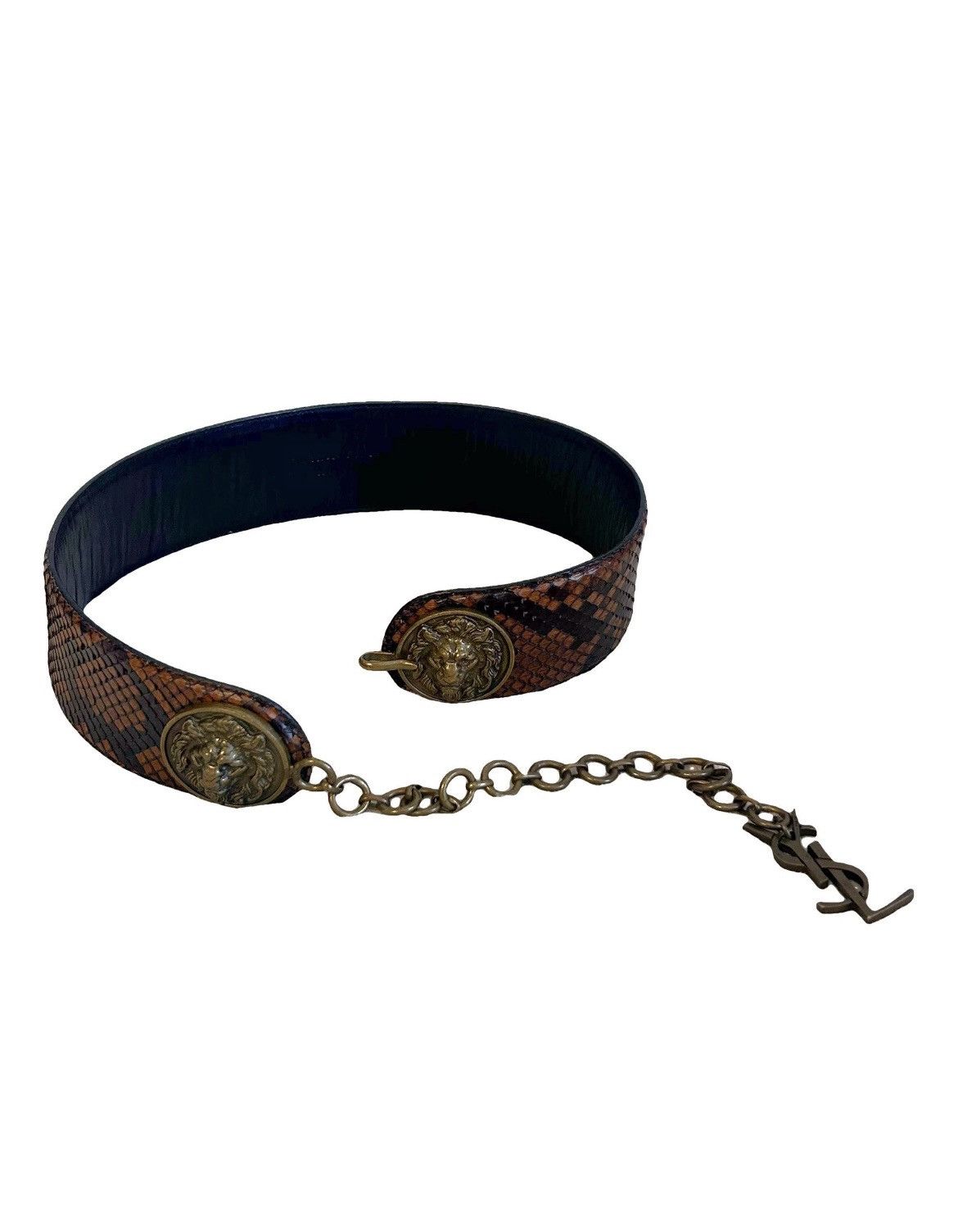 Yves Saint Laurent YSL Vintage Collector Logo // Lion Head Python & Chain Belt Size ONE SIZE - 1 Thumbnail