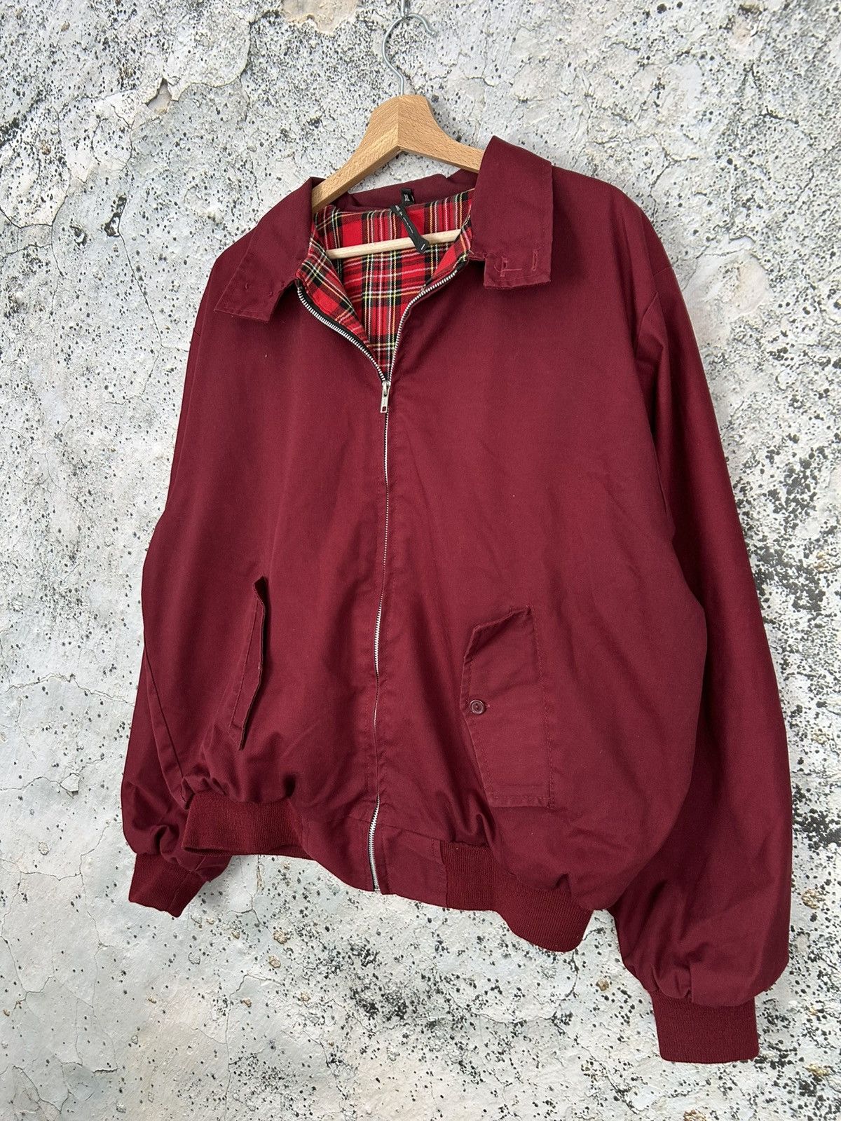 Vintage Vintage Burgundy Bomber Jacket Checked 90s Boxy Skate Grunge Size US XL / EU 56 / 4 - 2 Thumbnail
