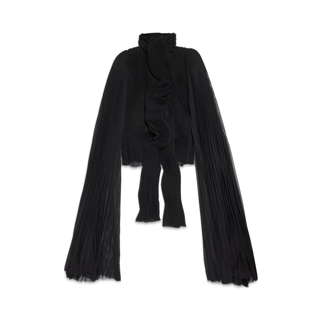 Balenciaga oc11z0825 Scarf Pleated Blouse in Black Size XL / US 12-14 / IT 48-50 - 1 Thumbnail