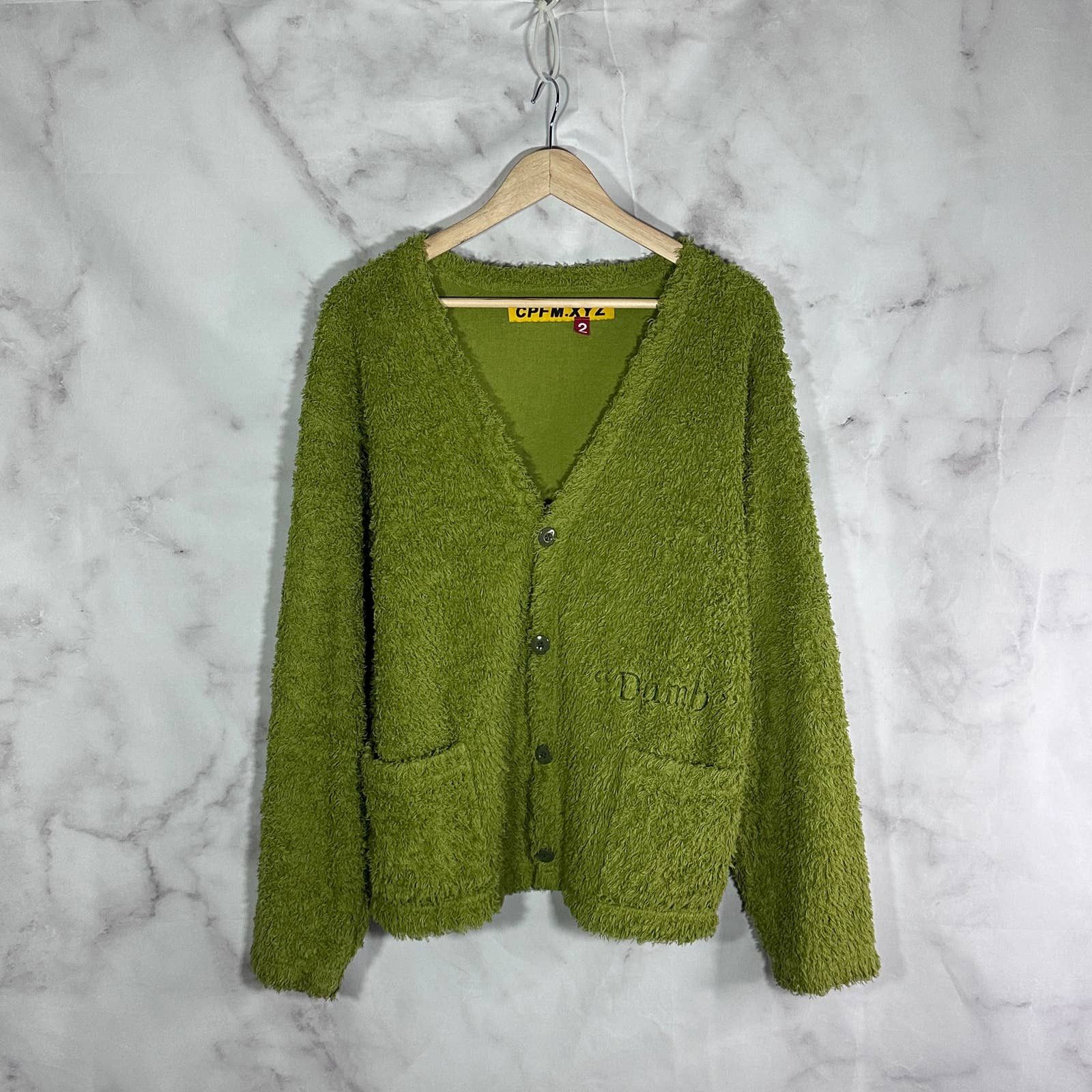 Cactus Plant Flea Market CPFM.xyz “Dumb” Green Cardigan | Grailed