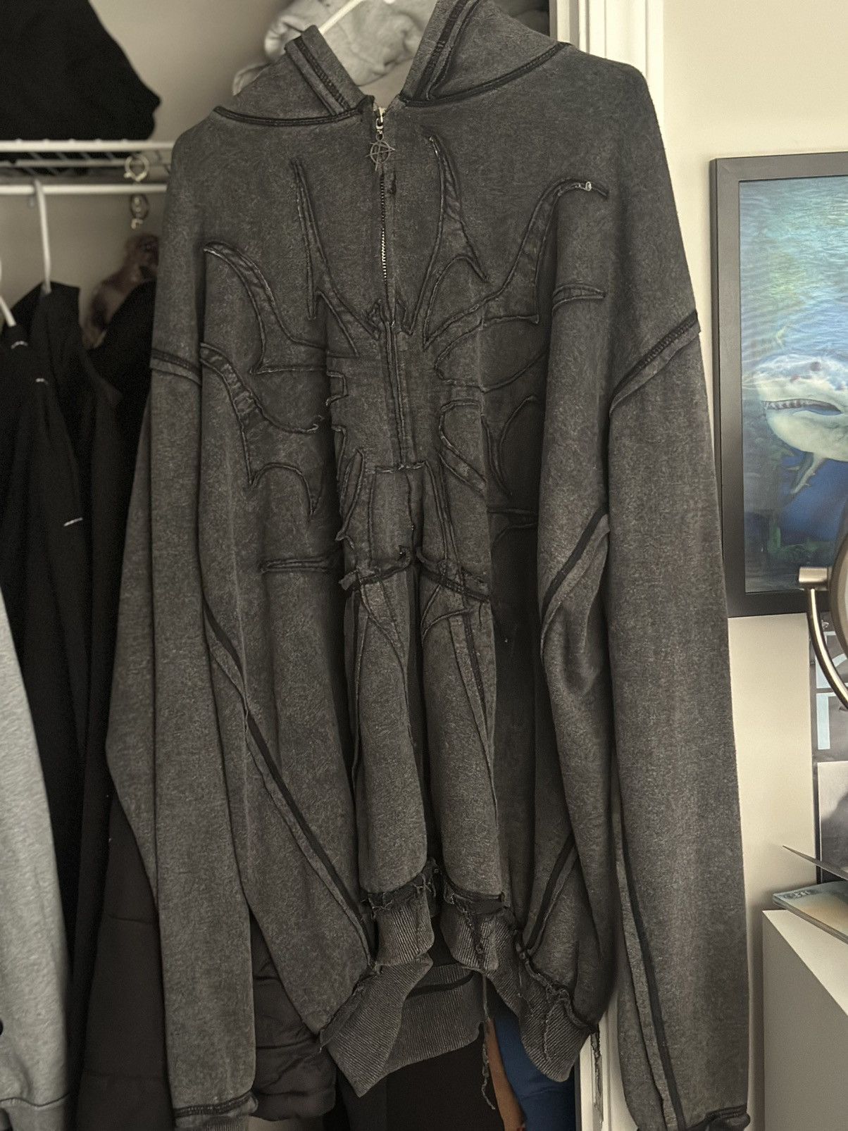 Pholoh phantom Black zip-up sweatshirt with a unique design