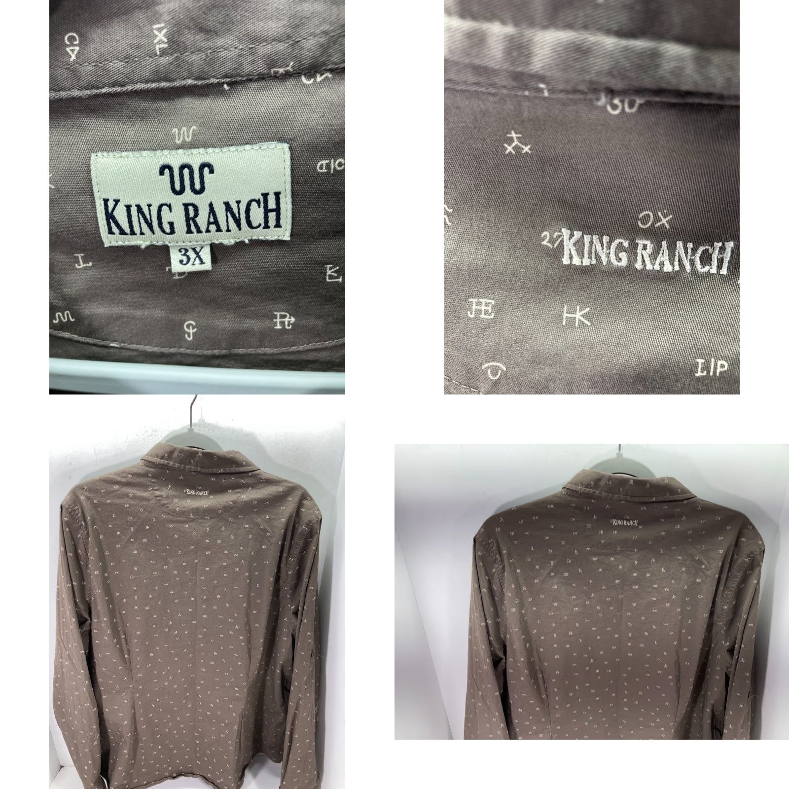Vintage King Ranch Shirt Western Scatter Print Long Sleeve Pocket 3X Brown Womens Size XXL / US 16-18 / IT 52-54 - 8 Thumbnail