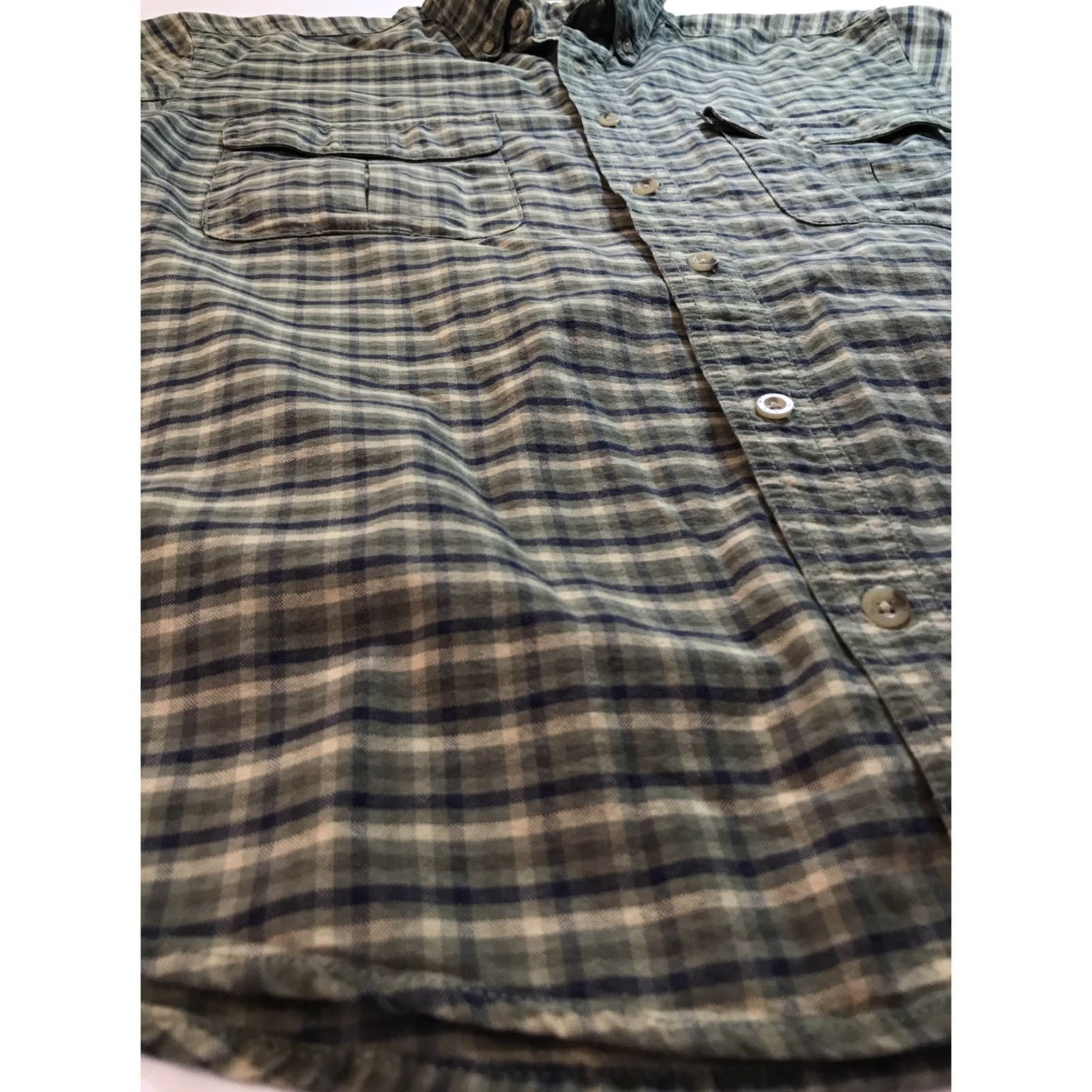 Vintage VINTAGE Woolrich Plaid Knit Short Sleeve Button-Up Shirt Adult Large Green Blue Tan 90s Outdoor Mens Size US L / EU 52-54 / 3 - 5 Thumbnail