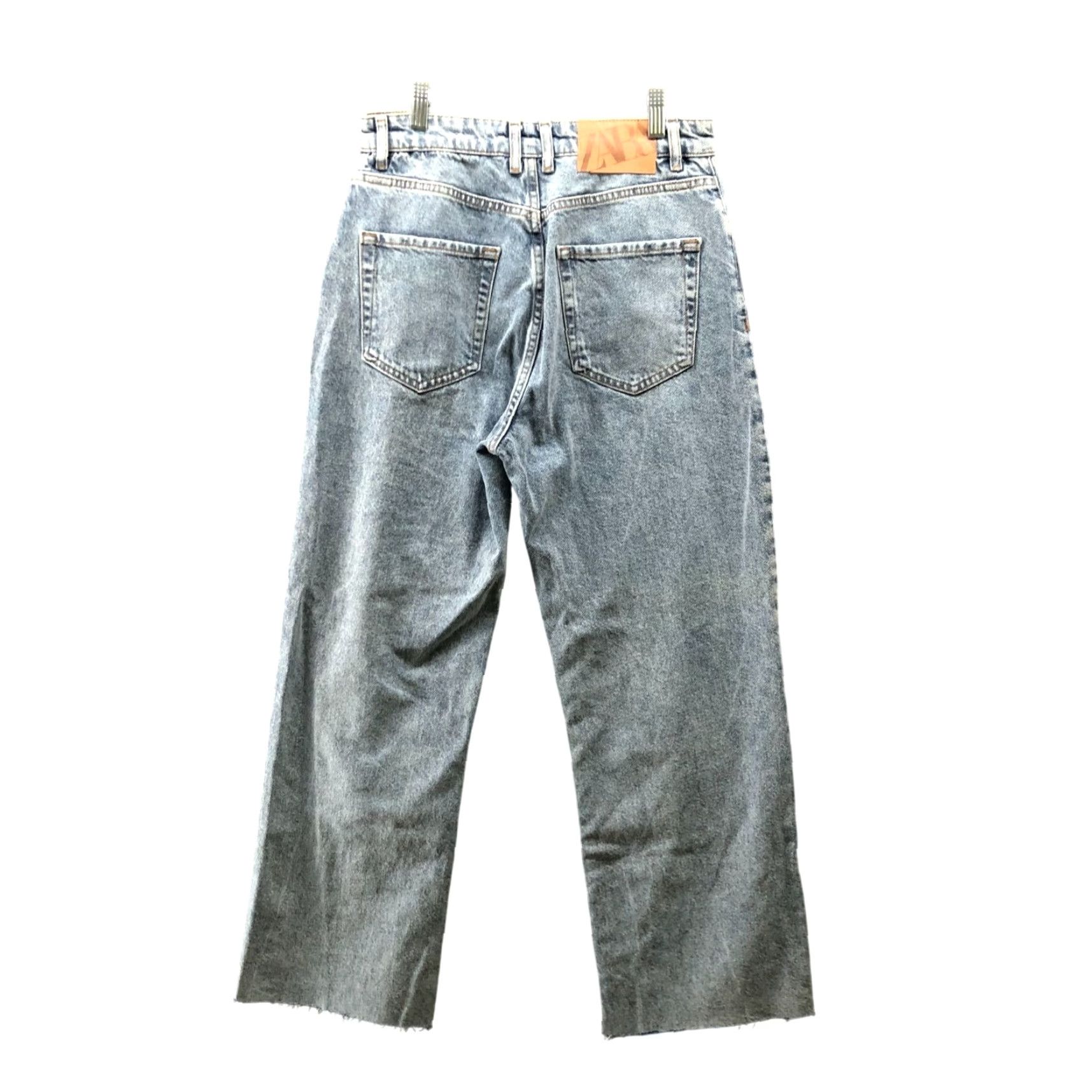 Zara VINTAGE Zara High Waisted Wide Leg Jeans Womens 8 Blue Light Wash Fray Hem 90s Size 30" / US 8 / IT 44 - 2 Thumbnail
