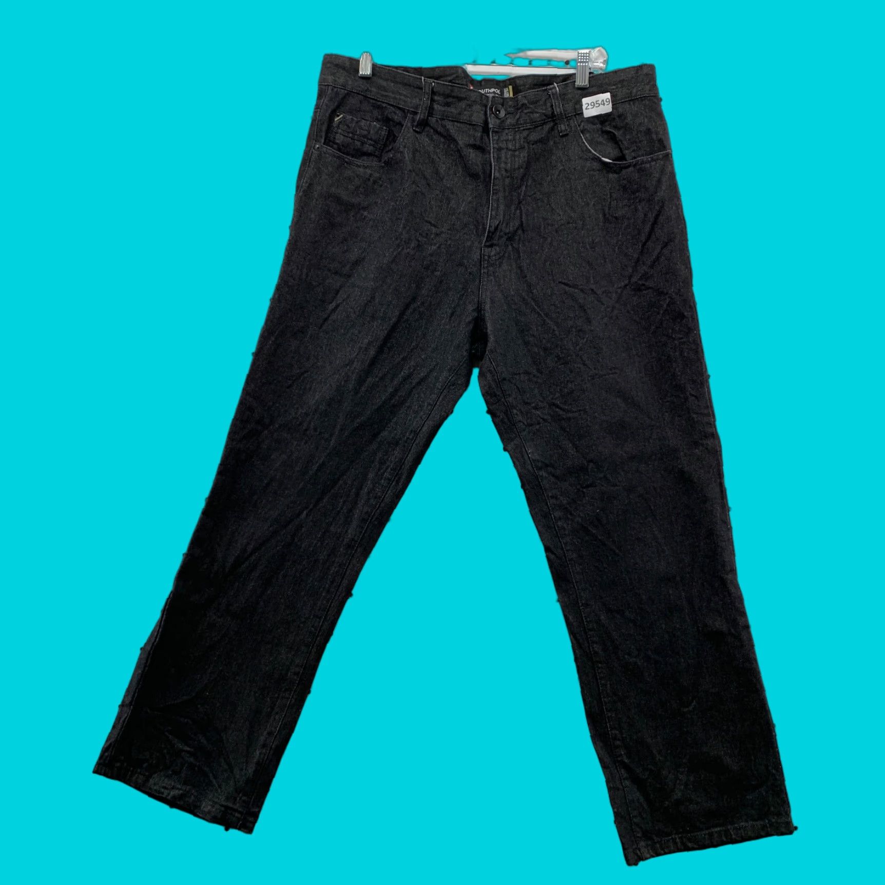VINTAGE Y2K SouthPole Black Denim Jeans Relaxed Fit Men's 38x29 Straight Leg