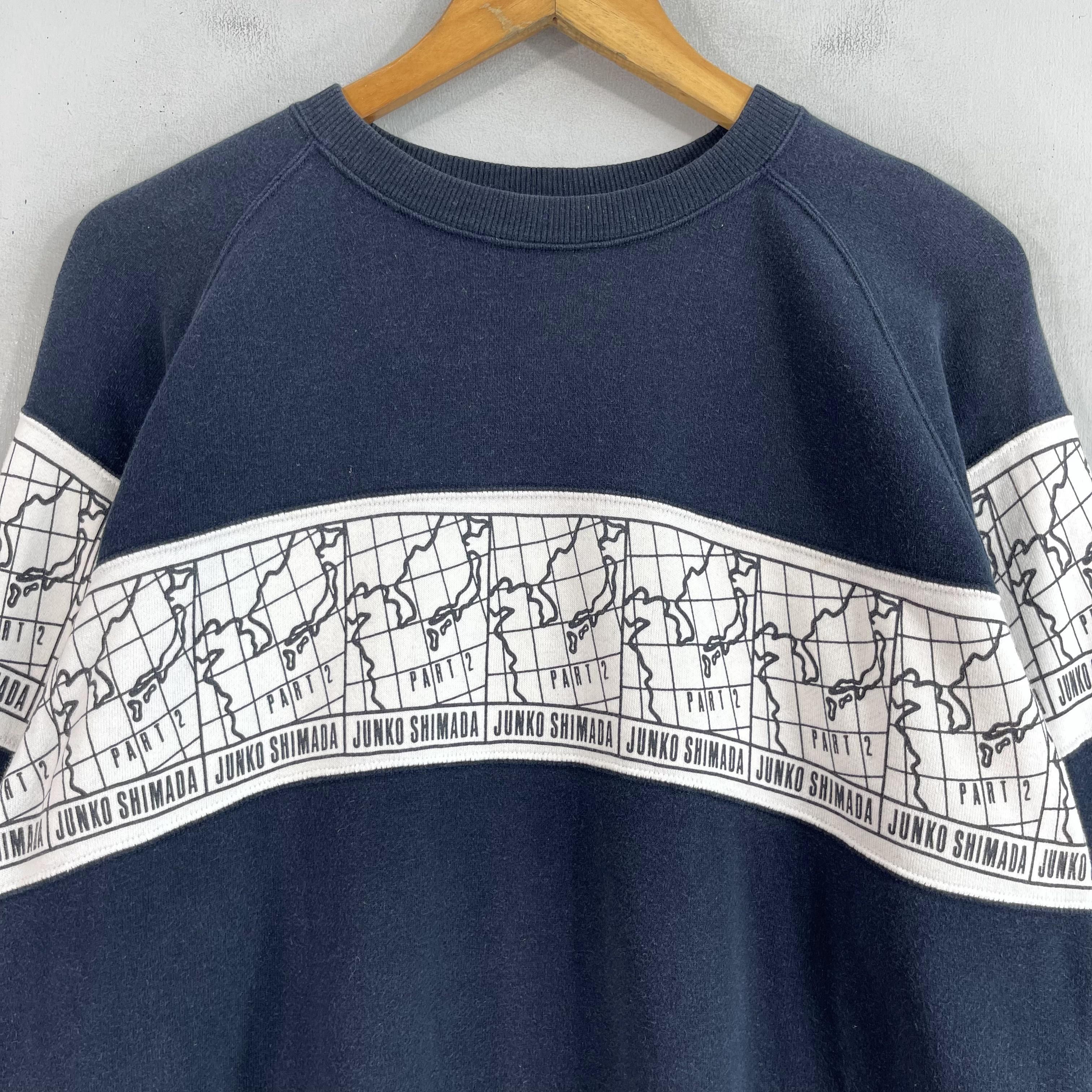 Japanese Brand × Vintage JUNKO SHIMADA World Mapping Stripes Printed Sweatshirt Size US M / EU 48-50 / 2 - 2 Thumbnail