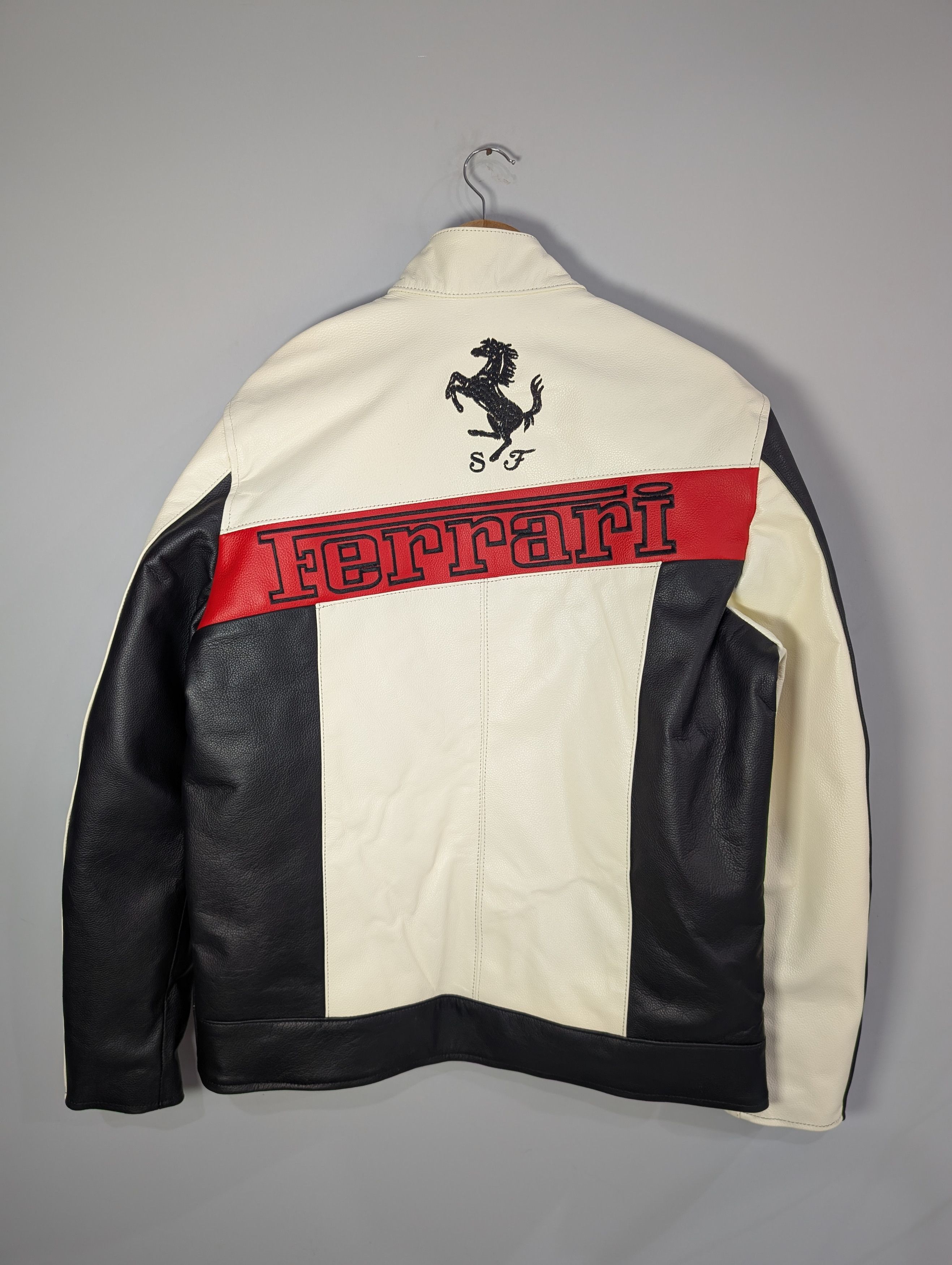 Vintage 🔥Ferrari 🔥 Formula 1 Racing Real Cowhide Leather Jacket Size L / US 10 / IT 46 - 2 Thumbnail