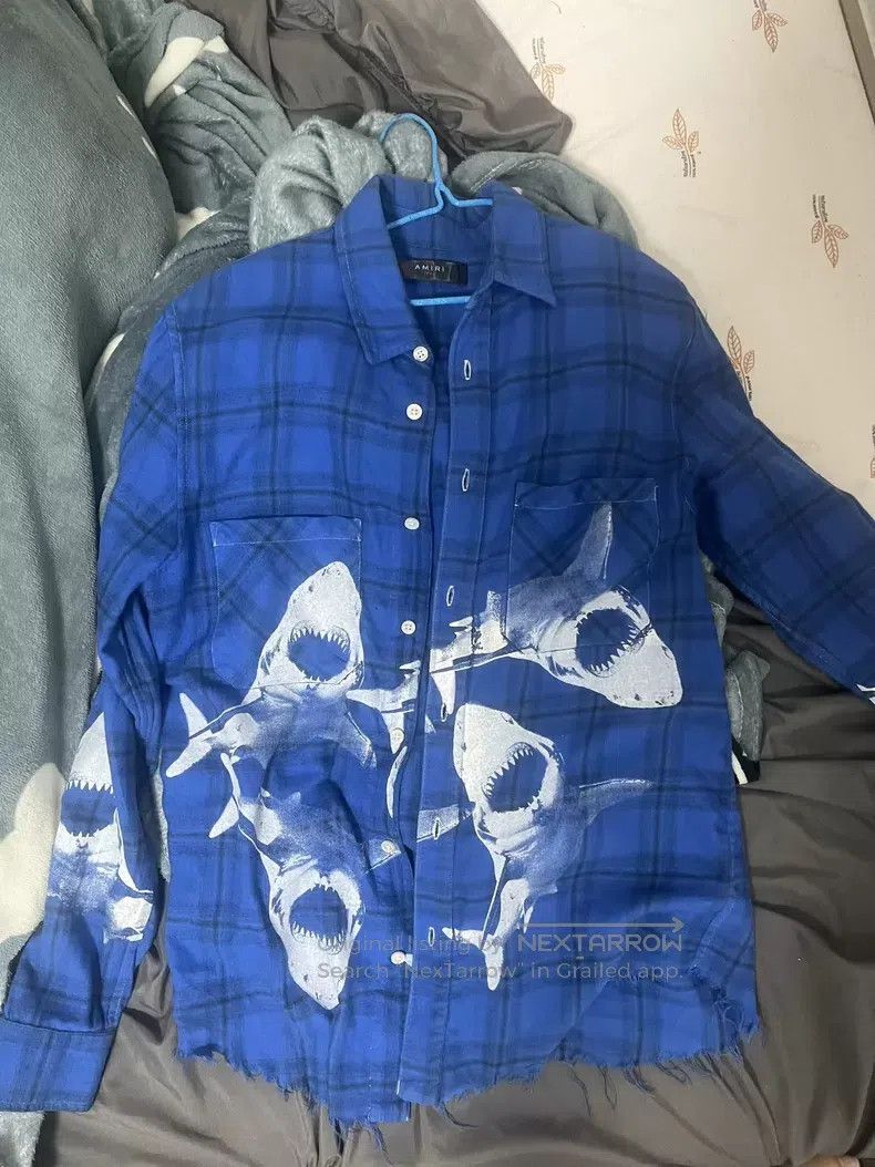Amiri Amiri Blue shark shirt Size US S / EU 44-46 / 1 - 1 Thumbnail
