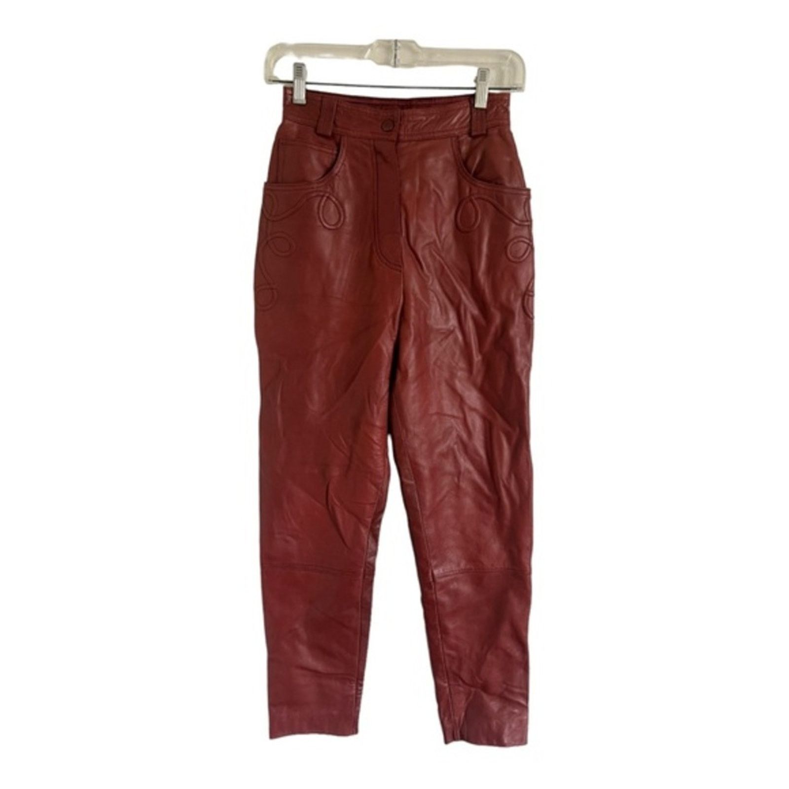 90s Escada 90s Brown Leather High Waisted Pant Size 34(US S)