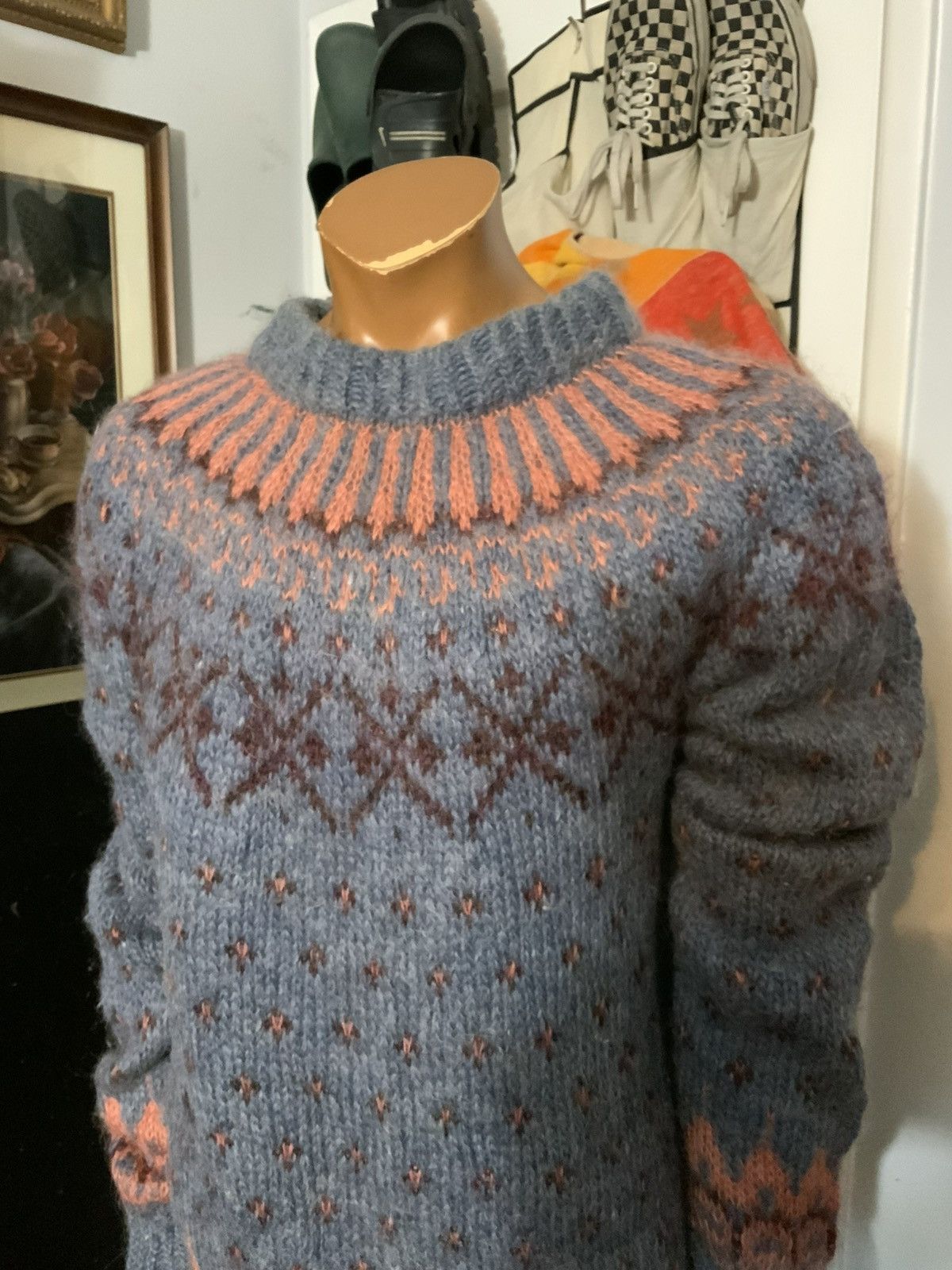 Vintage Vintage 70s Fair Isle Mohair Wool Fuzzy Knit Sweater Size US M / EU 48-50 / 2 - 12 Thumbnail