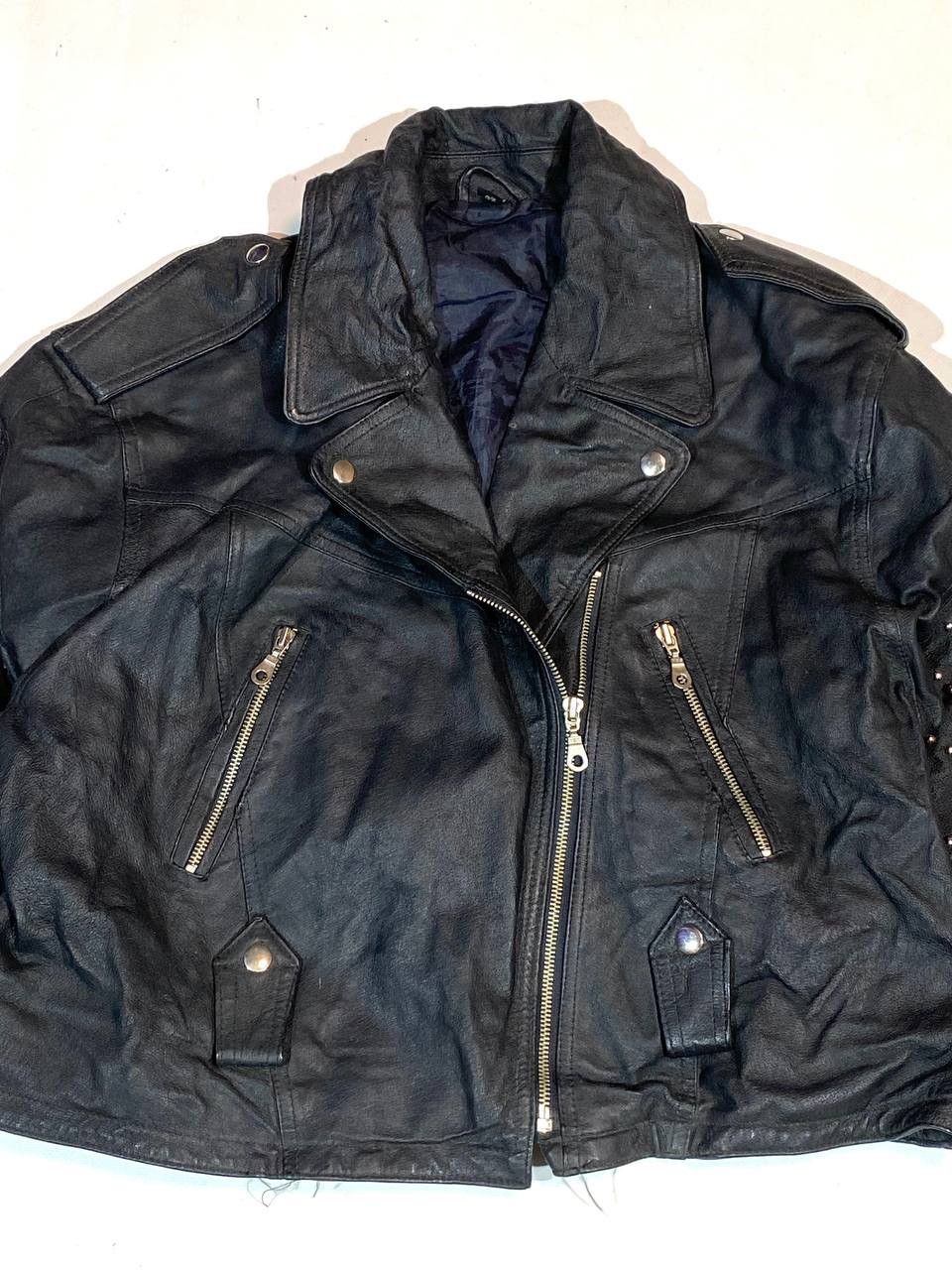 Leather Front Leather Biker Leather Jacket Size M / US 6-8 / IT 42-44 - 4 Thumbnail