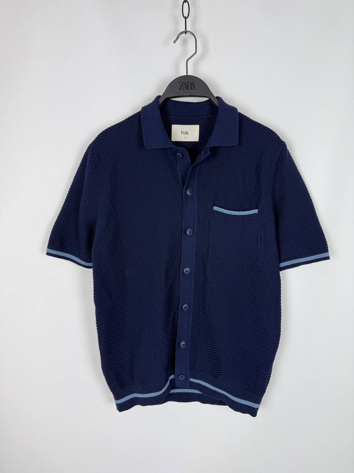 Folk Folk Navy Blue Cotton Button Up Knit Summer Shirt M Size US M / EU 48-50 / 2 - 1 Thumbnail