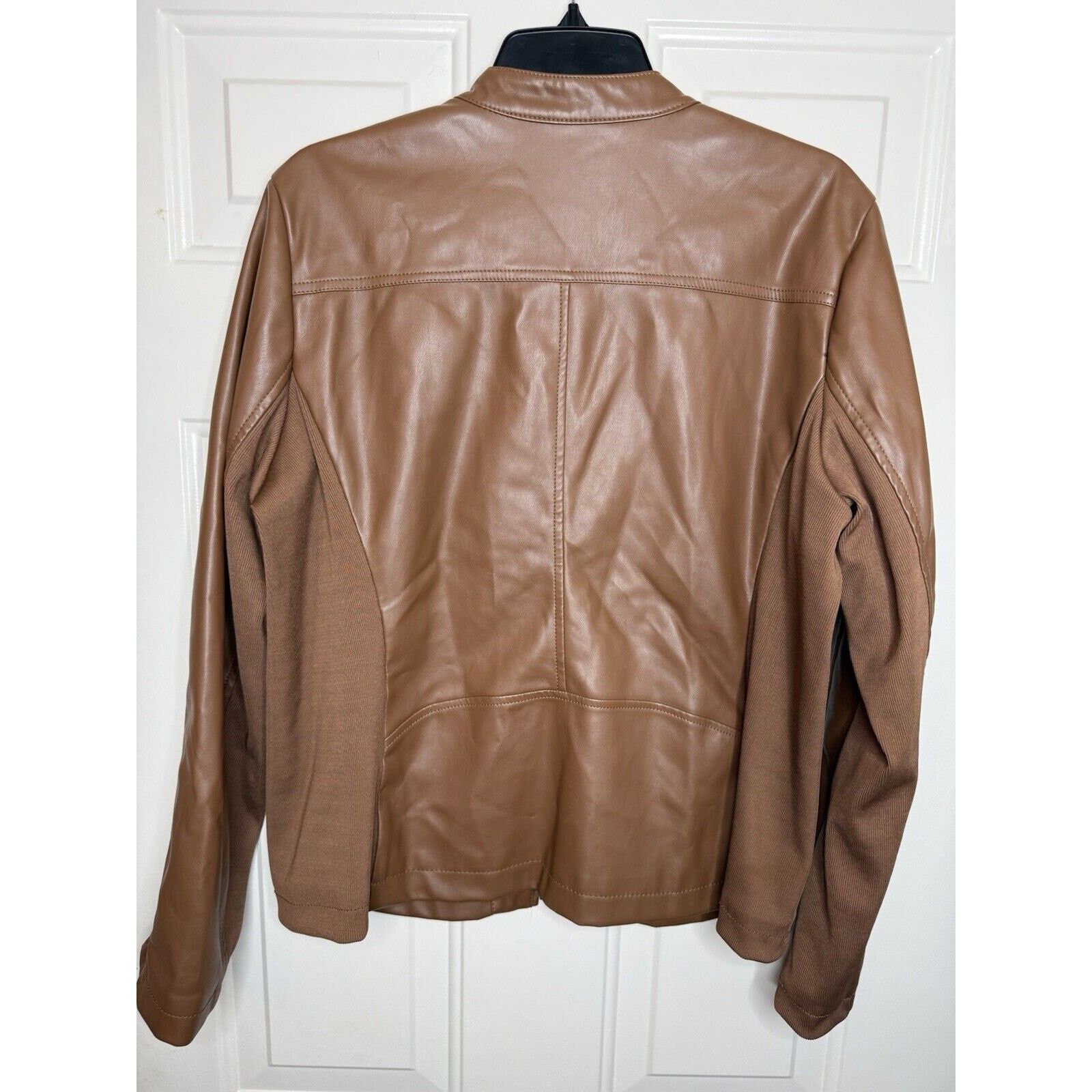 & Other Stories Ana Women’s Faux Leather Jacket Brown Zip XL Biker Moto Coat Size XL / US 12-14 / IT 48-50 - 12 Thumbnail