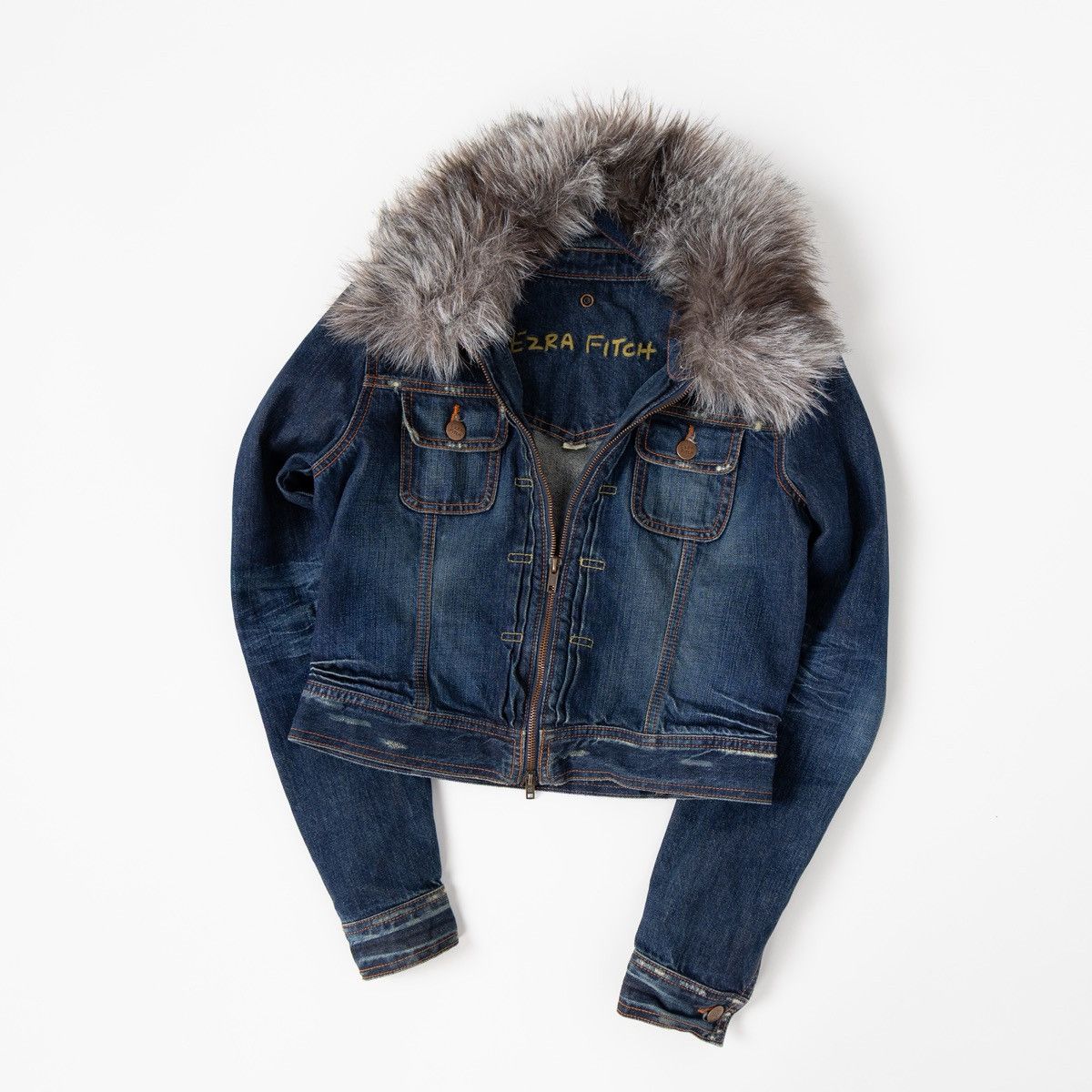Abercrombie & Fitch Abercrombie Ezra Fitch Denim Jacket Faux Fur Collar Cropped Size M / US 6-8 / IT 42-44 - 1 Thumbnail