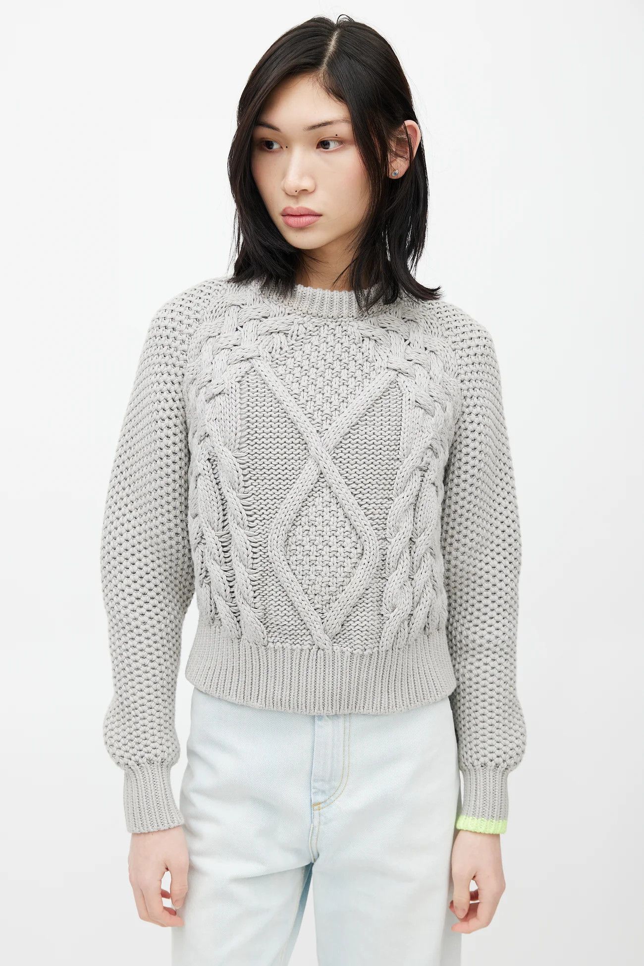 Maison Margiela FW15 MM6 CROPPED HEAVY CABLE KNIT PULLOVER SWEATER Size XS / US 0-2 / IT 36-38 - 1 Thumbnail