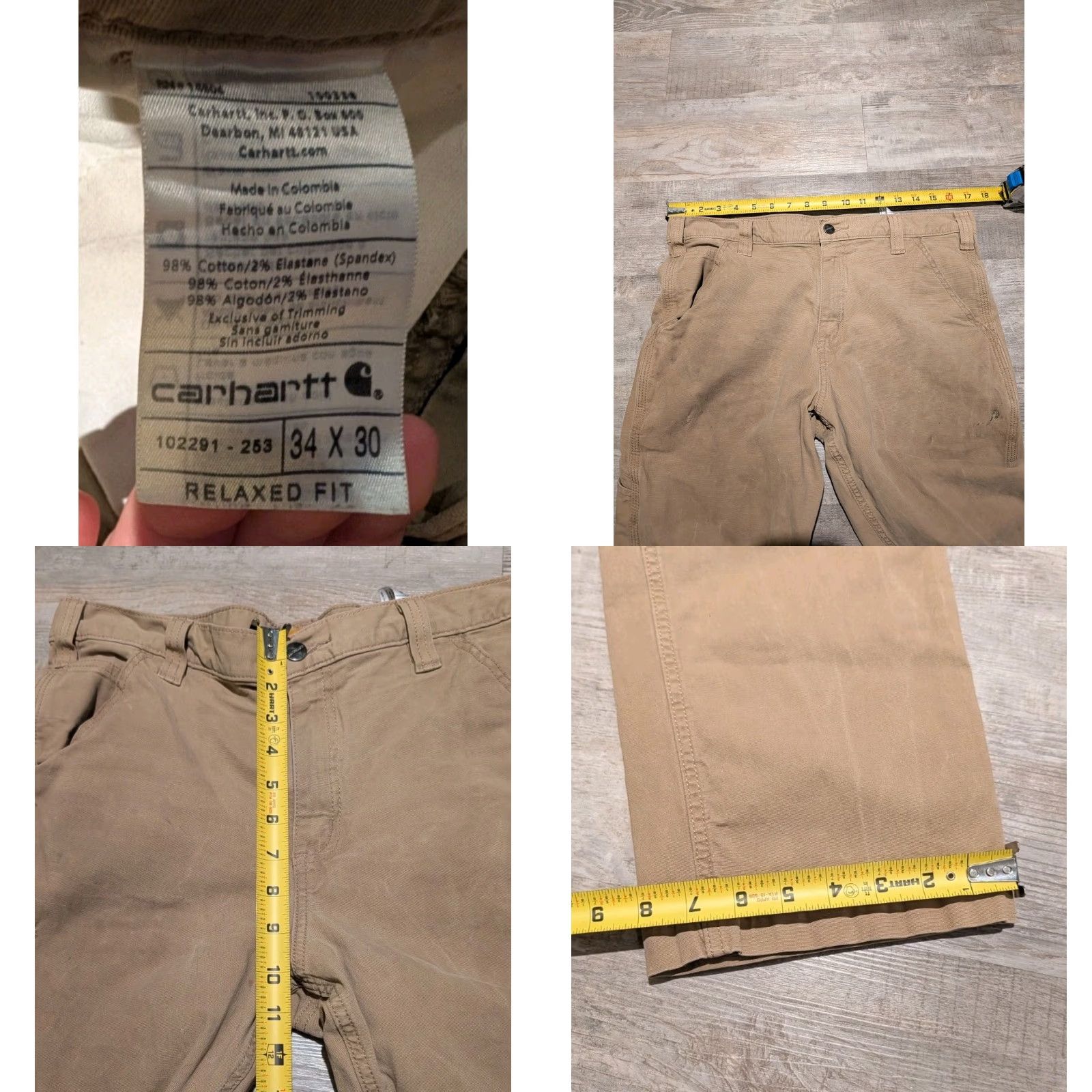 Carhartt Carhartt Relaxed Fit Utility Pants Mens 34x30 Tan Twill Workwear Pants Size US 34 / EU 50 - 8 Thumbnail