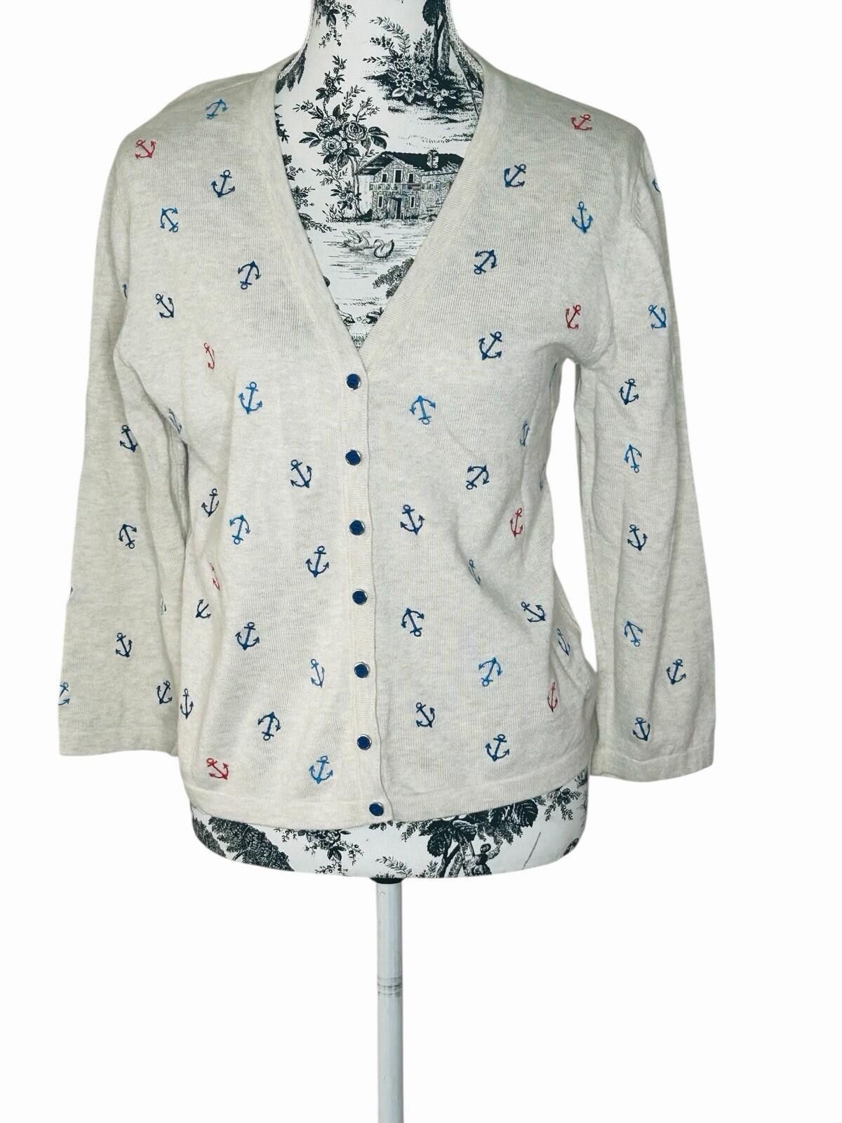Other Laura Ashley White Knit Sweater Cardigan 100% Cotton - Sz M Size M / US 6-8 / IT 42-44 - 2 Thumbnail
