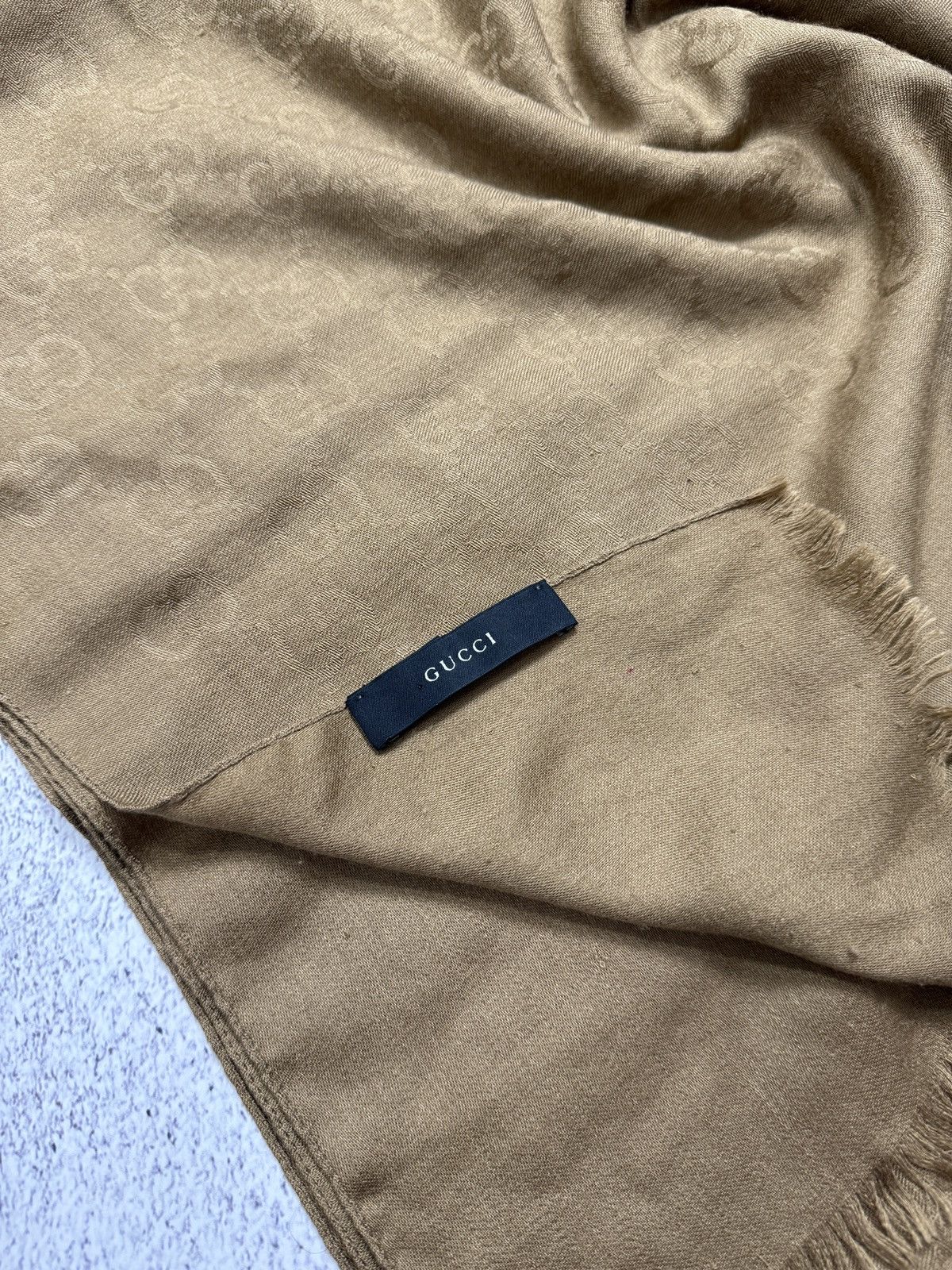 Gucci Gucci Monogram Scarf Wool+Silk Print Logo Size ONE SIZE - 3 Thumbnail