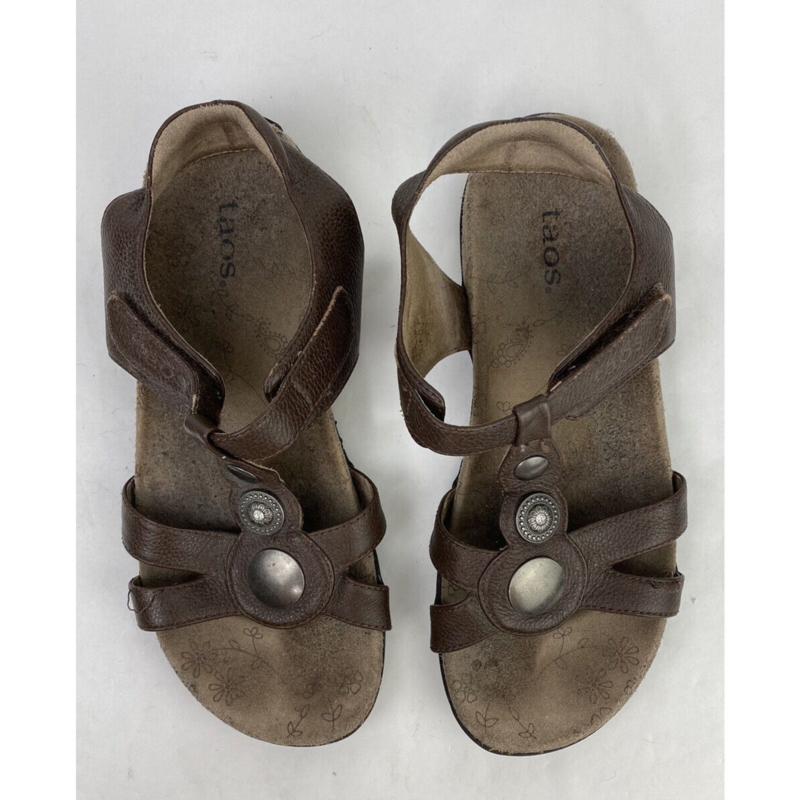 Taos Taos Sandals sz 7 Treasure Brown Leather Slingback Shoes Size US 7 / IT 37 - 1 Thumbnail