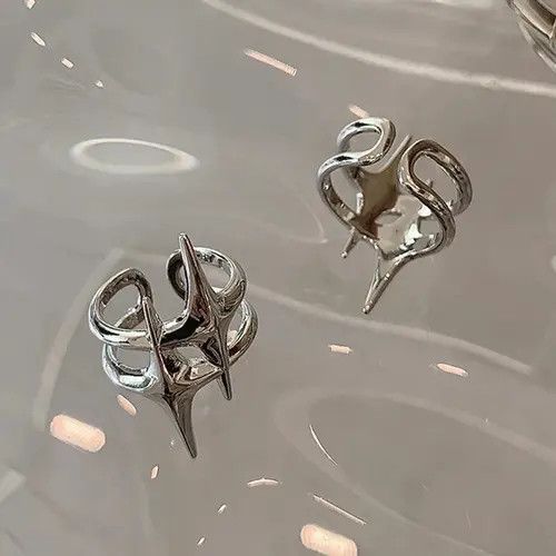 Ring Of Fire Abstract Star Ring Silver Slime Modern Punk Art Psychedelic Size ONE SIZE - 2 Thumbnail