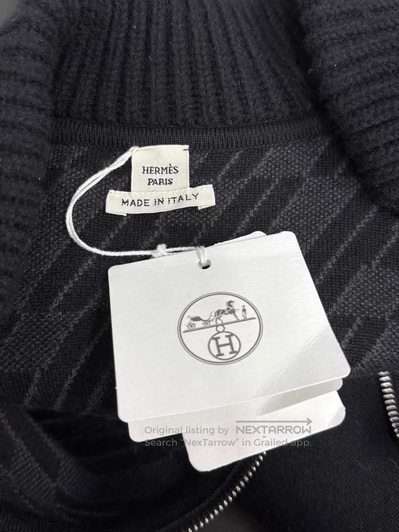 Hermes Hermes Black Double-sided Long Wool Coat, One Side Black a Size XXS / US 00 / IT 34 - 4 Thumbnail