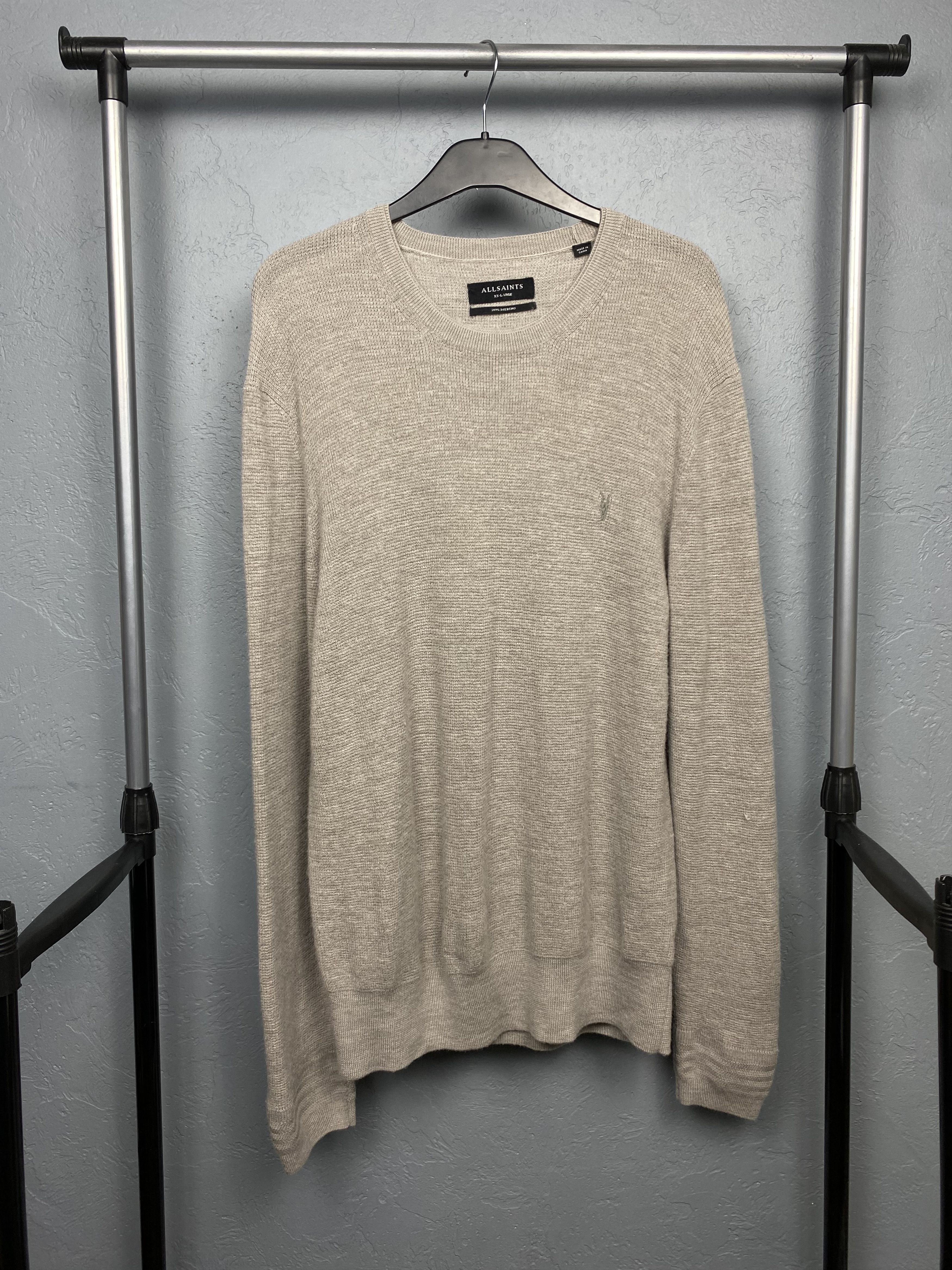 Allsaints AllSaints Mens Ivar Crew Neck Merino Wool Knit Sweater Size US XXL / EU 58 / 5 - 1 Thumbnail