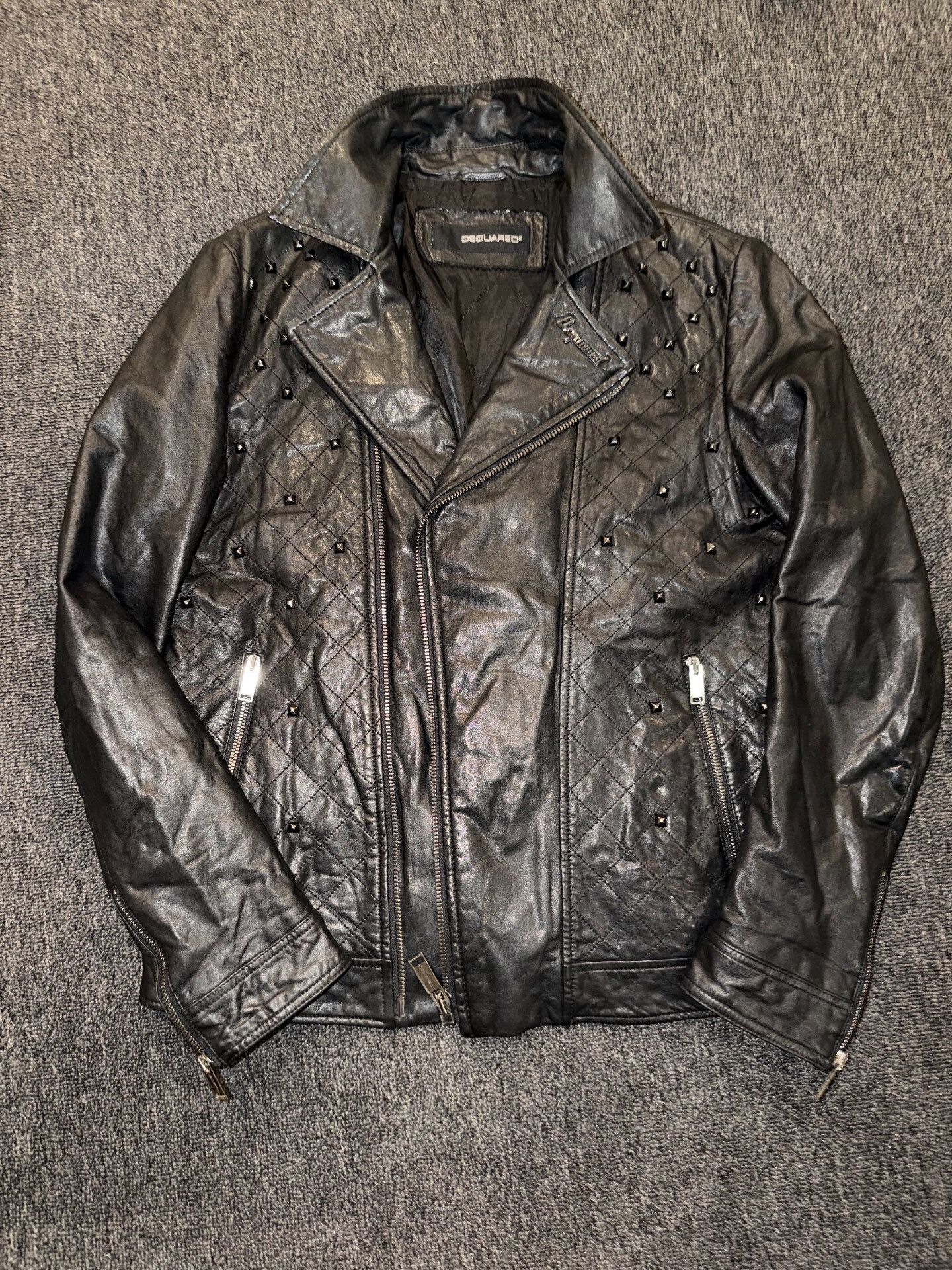 Dsquared2 DSquared2 Black Rivet Leather Jacket Size US S / EU 44-46 / 1 - 1 Thumbnail
