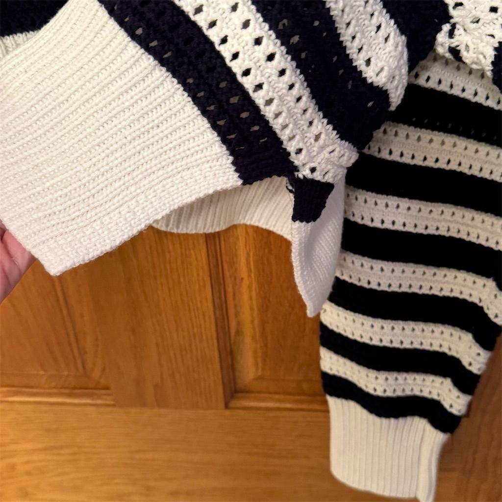 Jessica Simpson Jessica Simpson Women's L Black & White Striped Knit Pullov Size L / US 10 / IT 46 - 3 Thumbnail
