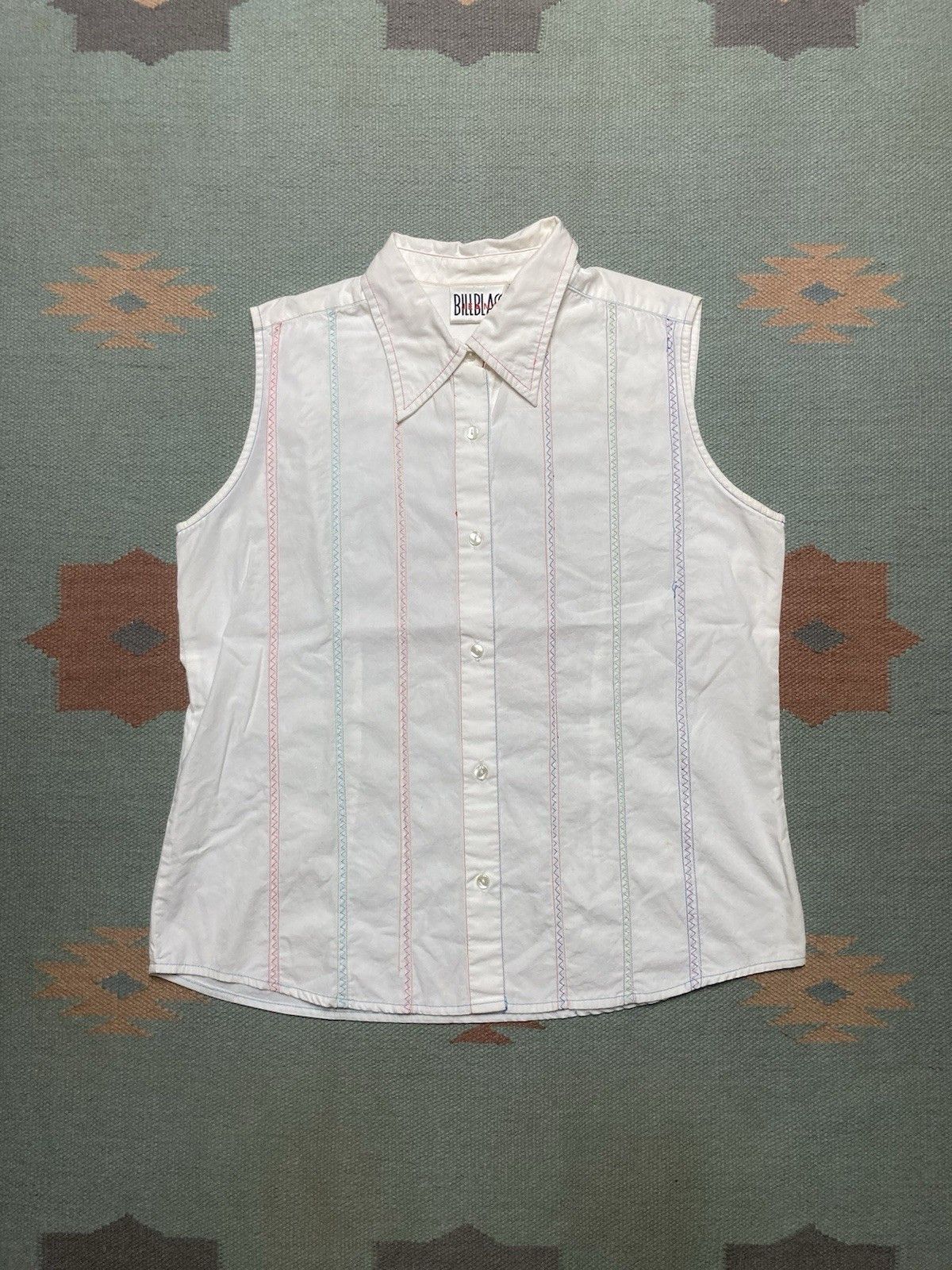 Vintage bill blass button shirt sleeveless vest rainbow stitching L Size L / US 10 / IT 46 - 1 Thumbnail
