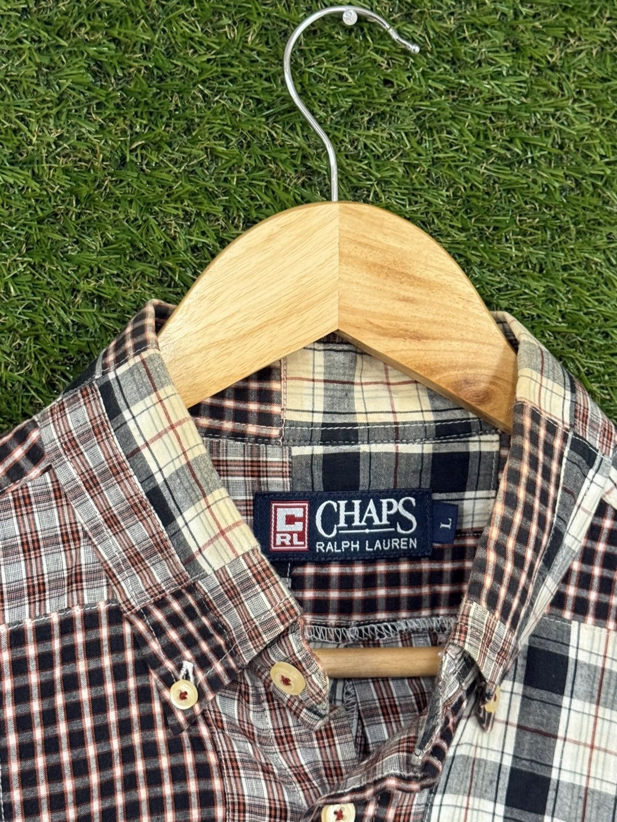 Chaps Ralph Lauren Vintage Chaps Ralph Lauren Patchwork Plaid Quilt Camp Shirt Size US L / EU 52-54 / 3 - 3 Thumbnail