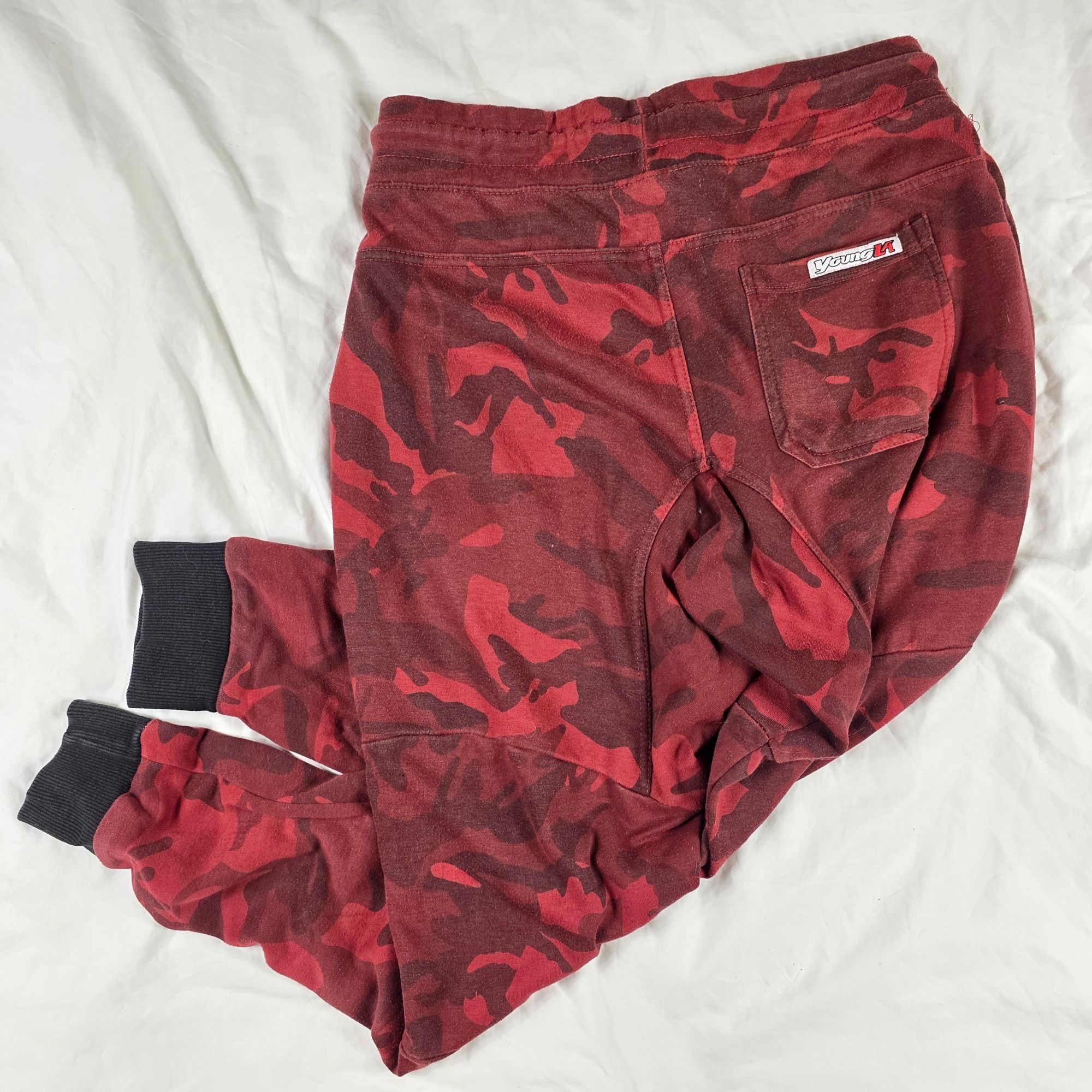 YoungLA YoungLA Mens Medium Red Camo Joggers Sweatpants Drawstring C Size US 30 / EU 46 - 2 Thumbnail