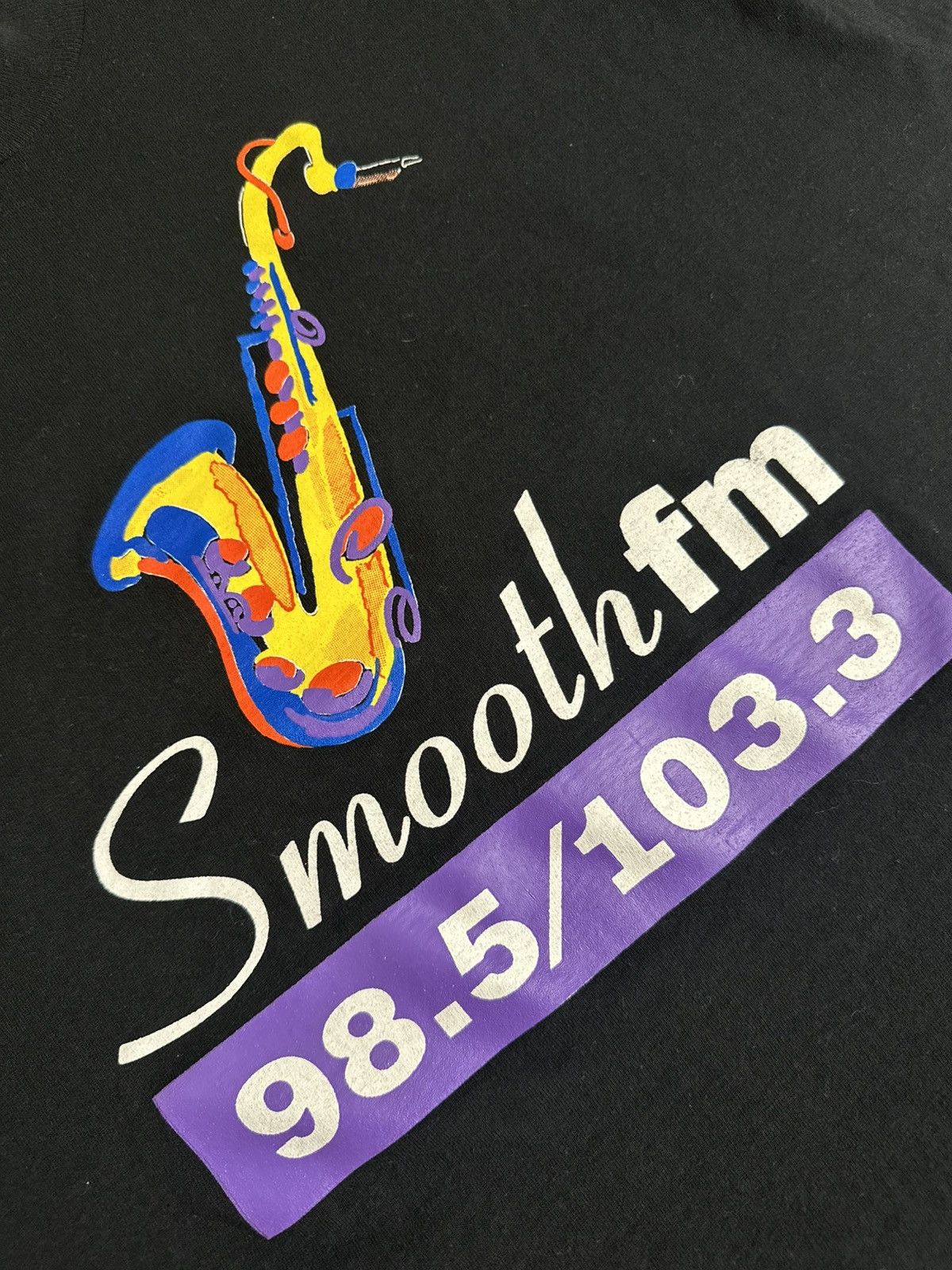 Band Tees × Vintage Vintage 90s Smooth FM Radio Station Promo Tshirt Saxophone Size US XL / EU 56 / 4 - 7 Thumbnail