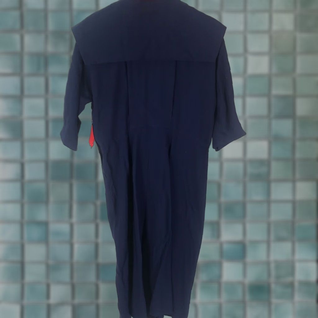 Vintage VINTAGE Blue Kimono Dress 46 Short Sleeve Stretch European Women With Scarf Size 46 Dress Kimono Blue Women Vintage 46 Size 32" / US 10 / IT 46 - 1 Thumbnail