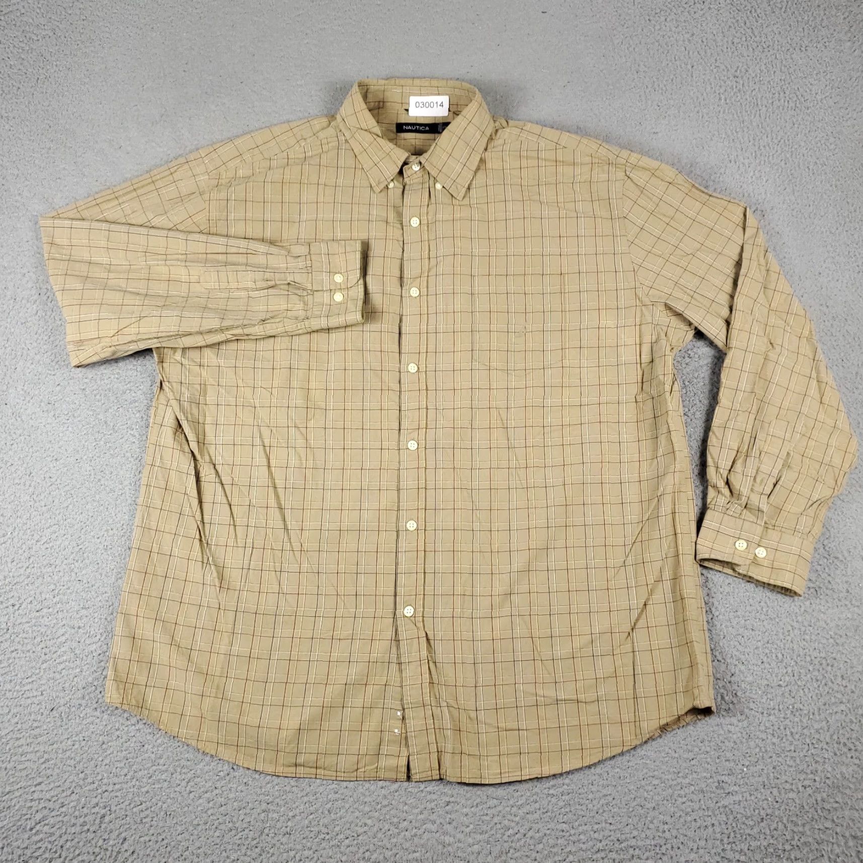 Nautica Nautica Shirt Mens Size 2XL Beige Plaid Casual Button Up Long Sleeve Size US XXL / EU 58 / 5 - 3 Thumbnail