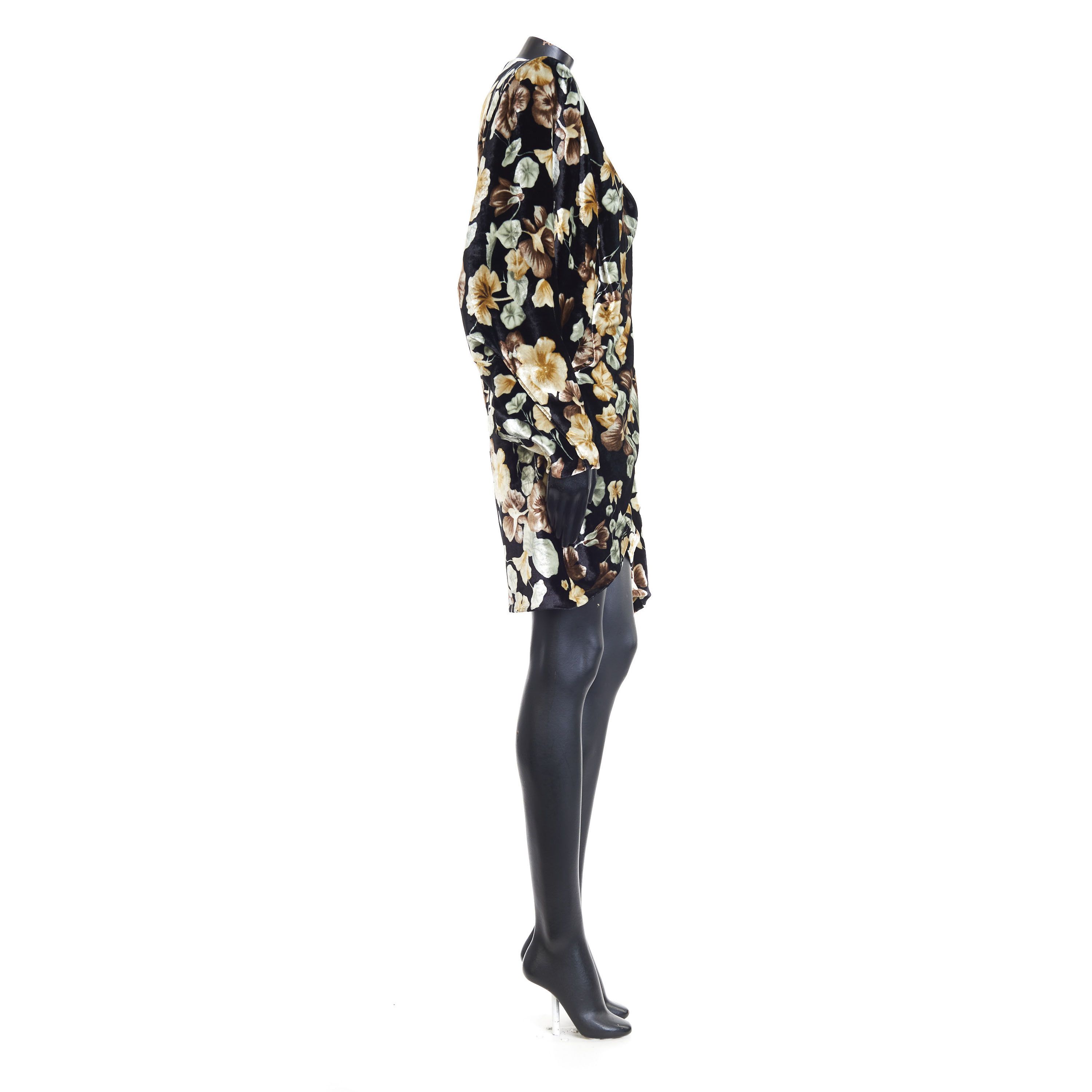Saint Laurent Paris Draped Dress In Floral Velvet Size M / US 6-8 / IT 42-44 - 7 Thumbnail