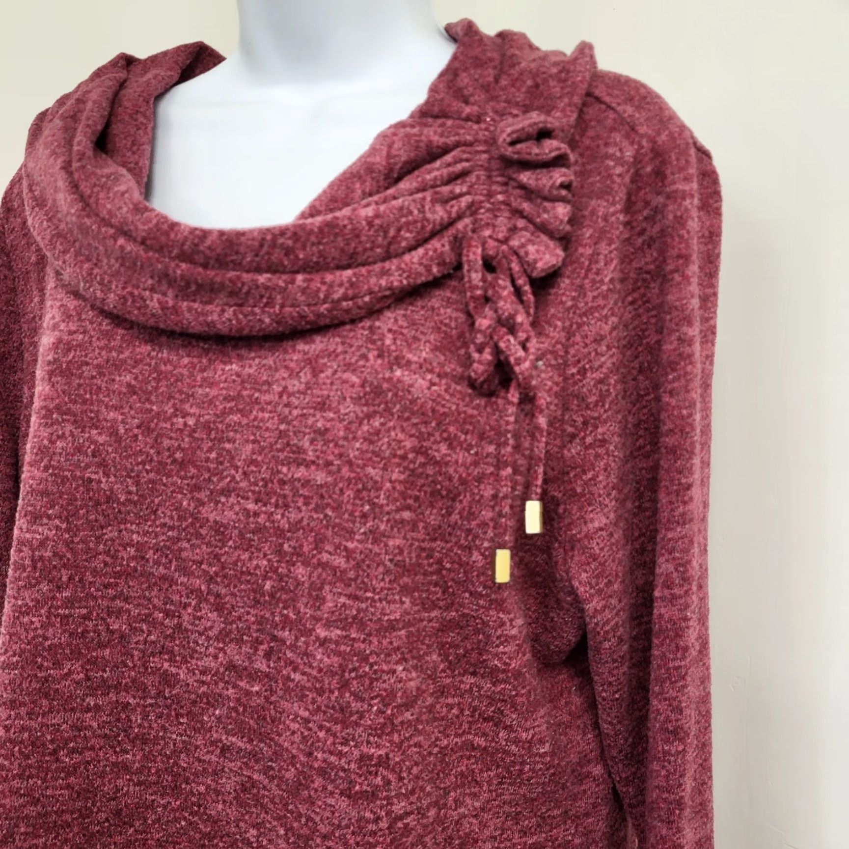 Vintage Ruby Rd Dress Women's XL Cranberry Red Buttery Soft Scoop Neck Tunic Top Size XL / US 12-14 / IT 48-50 - 2 Thumbnail