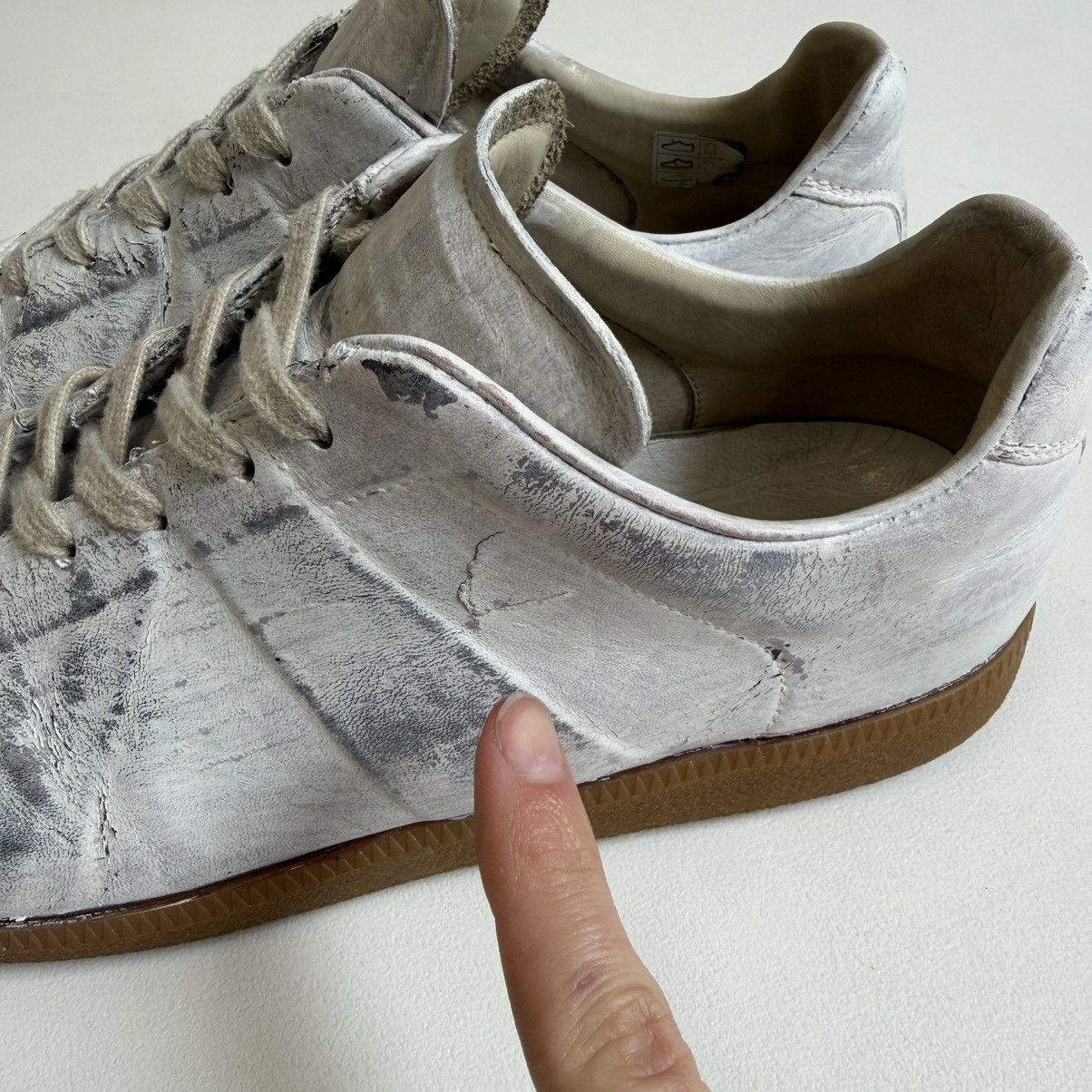 Maison Margiela White/Silver Painted OG GAT Sneakers Size US 13 / EU 46 - 13 Thumbnail