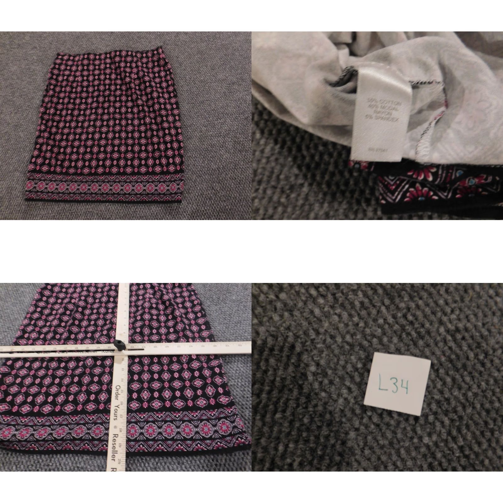 J. Jill J. Jill Skirt Short A-Line Purple Cotton Modal Knit Lined Ruffle Striped S Regular Womens Designer Size 28" / US 6 / IT 42 - 8 Thumbnail