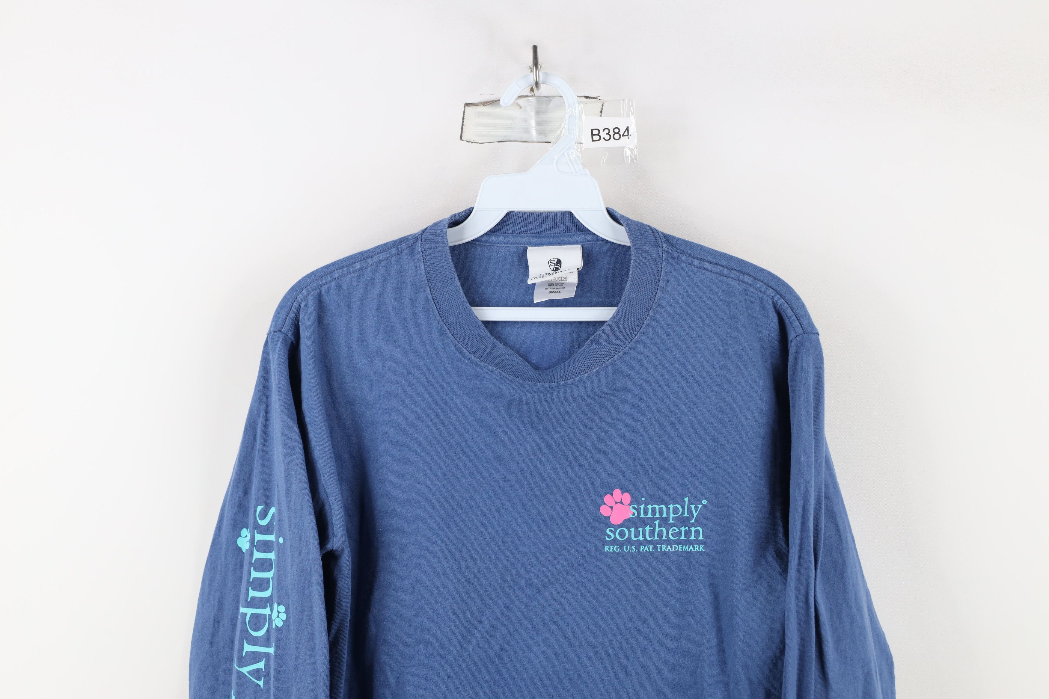 Vintage Simply Southern Spell Out Puppy Dog Long Sleeve T-Shirt Blue Size S / US 4 / IT 40 - 2 Thumbnail