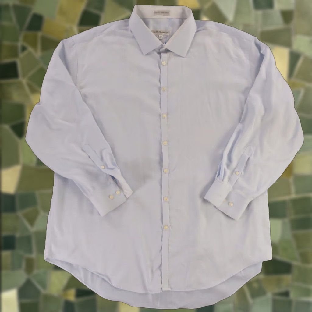 VINTAGE Jhane Barnes Shirt Mens 4XL 20 Blue Cotton Button Up Slim Fit Non-Iron Shirt Mens 20 Blue Classic 90s 00s Fashion
