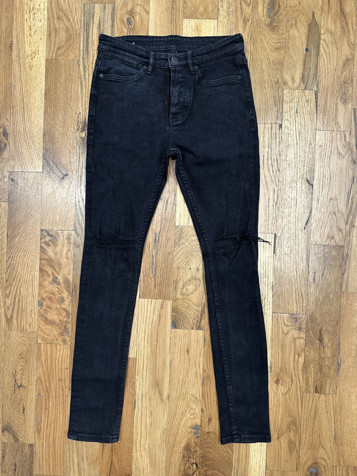 Ksubi Ksubi Knee Rip Plain Black Denim Jeans Size 30 Size US 30 / EU 46 - 1 Thumbnail
