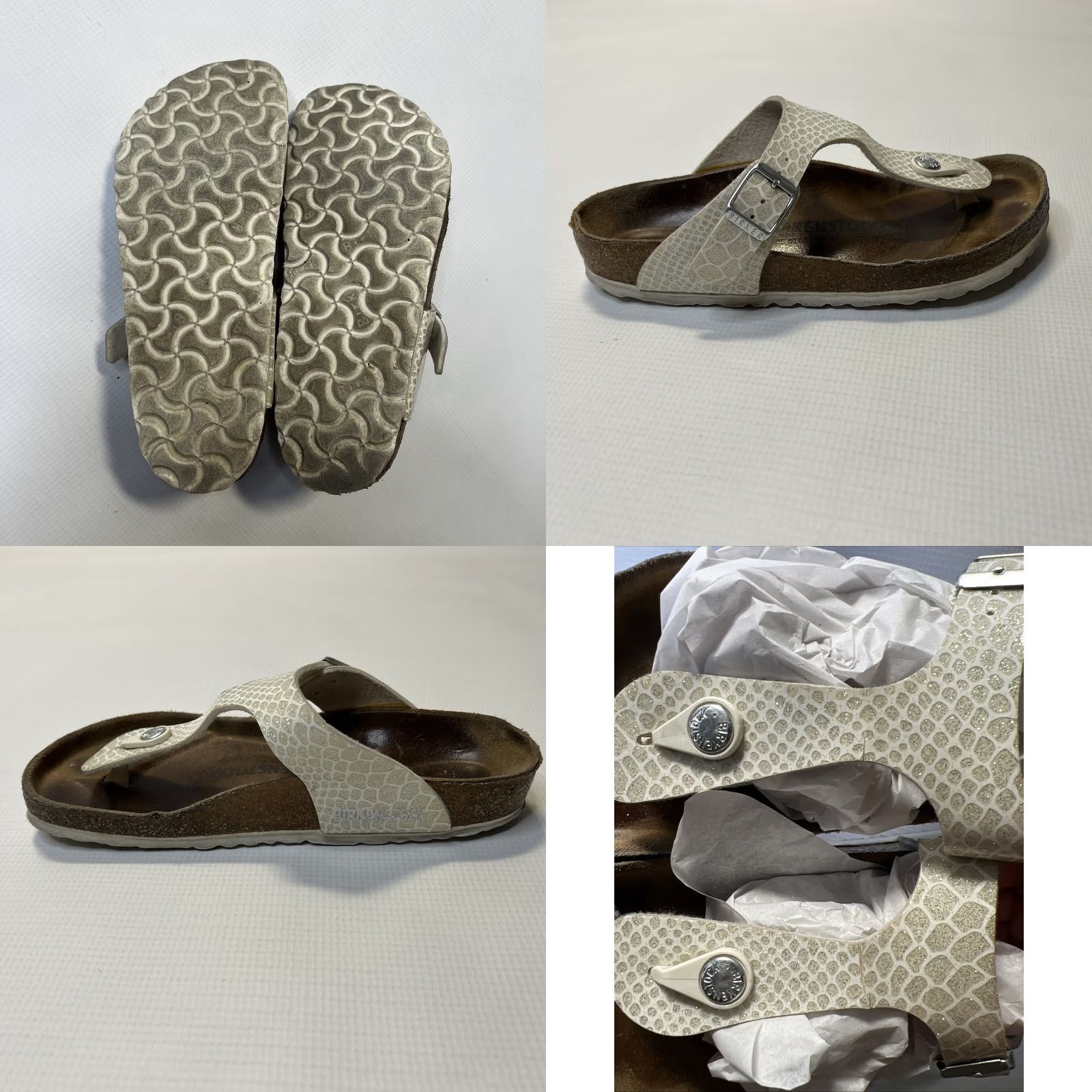 Birkenstock Birkenstock Gizeh Women Sandal White Snake Skin Animal Print Size 36 EU / 5US Slip On Slide Casual Comfort Adjustable Strap Buckle Flat Leather Size US 5 / IT 35 - 9 Thumbnail