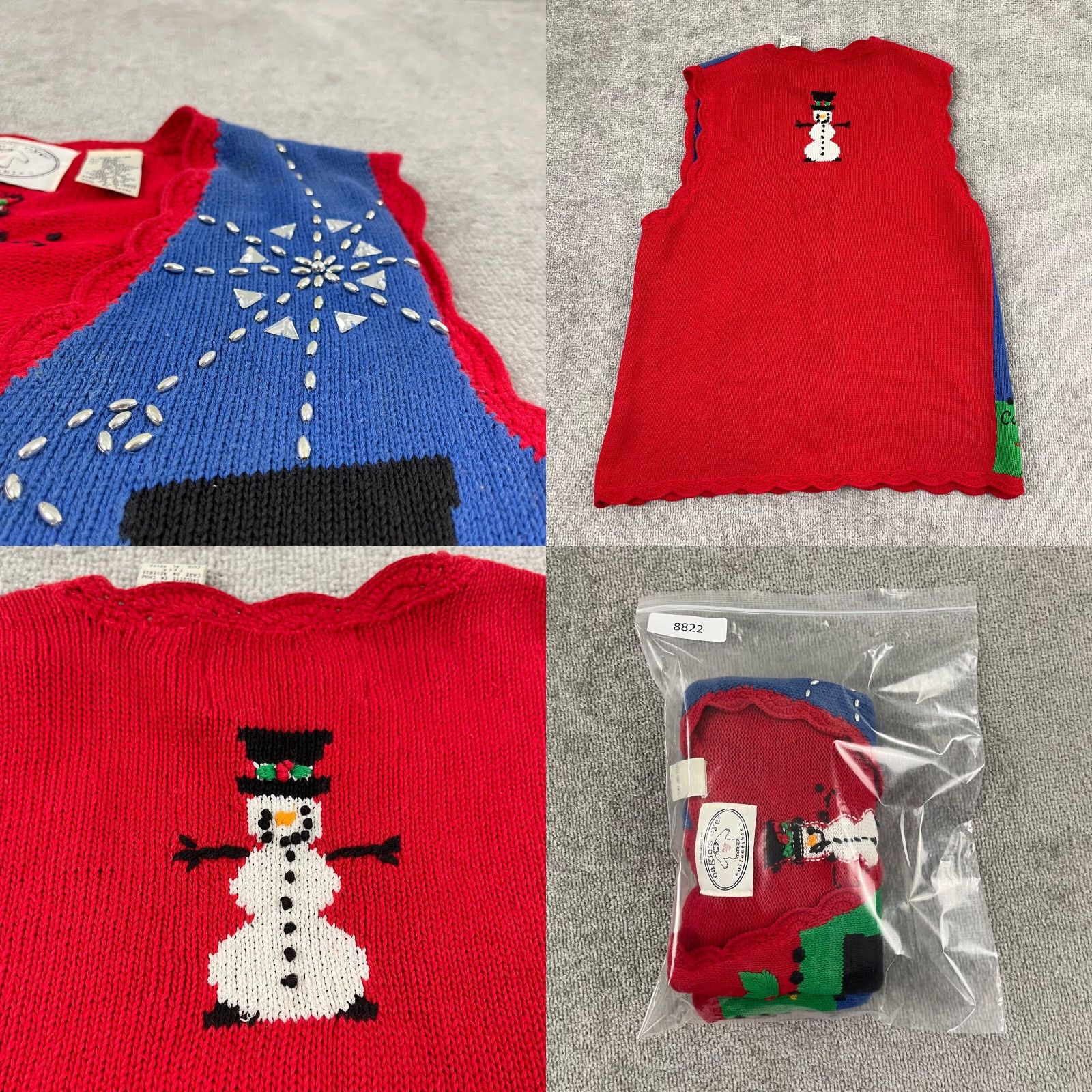 VINTAGE Eagles Eye Sweater Vest Women M Multicolor Beaded Christmas Geometric Knit All Seasons Crew Neck Sleeveless Holiday Theme Mens Womens?