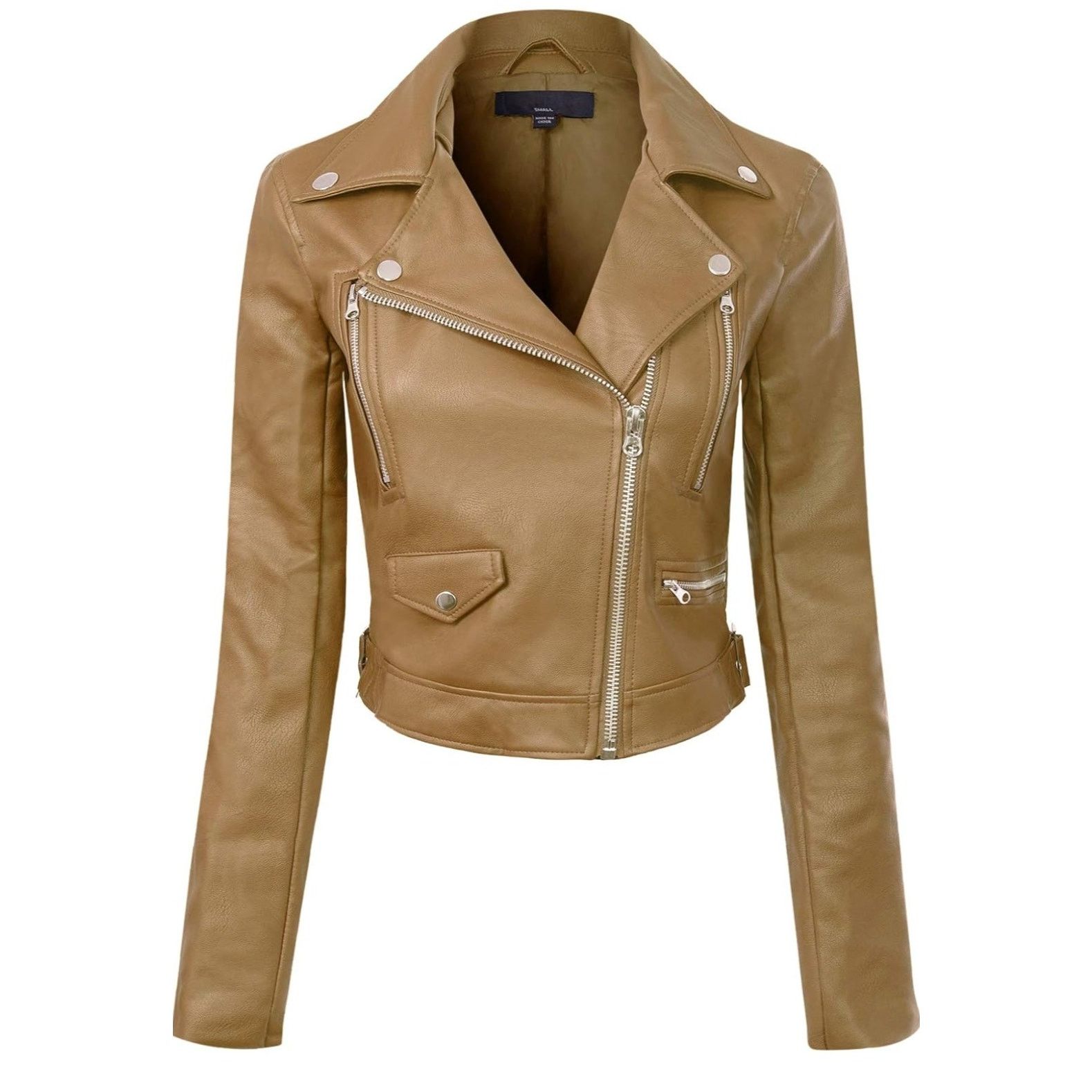 Other Women's Faux Leather Long Sleeve Zipper Moto Biker Jacket, S Size S / US 4 / IT 40 - 2 Thumbnail