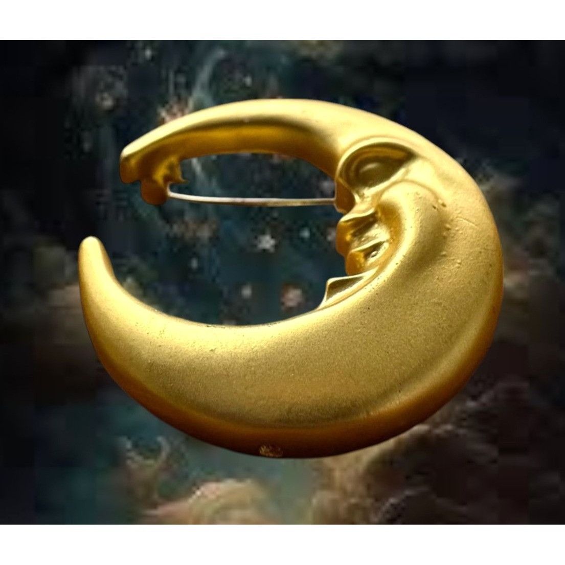 Handmade Crescent Moon Brooch Pin New Matte Gold Celestial Planet Ast Size ONE SIZE - 5 Thumbnail