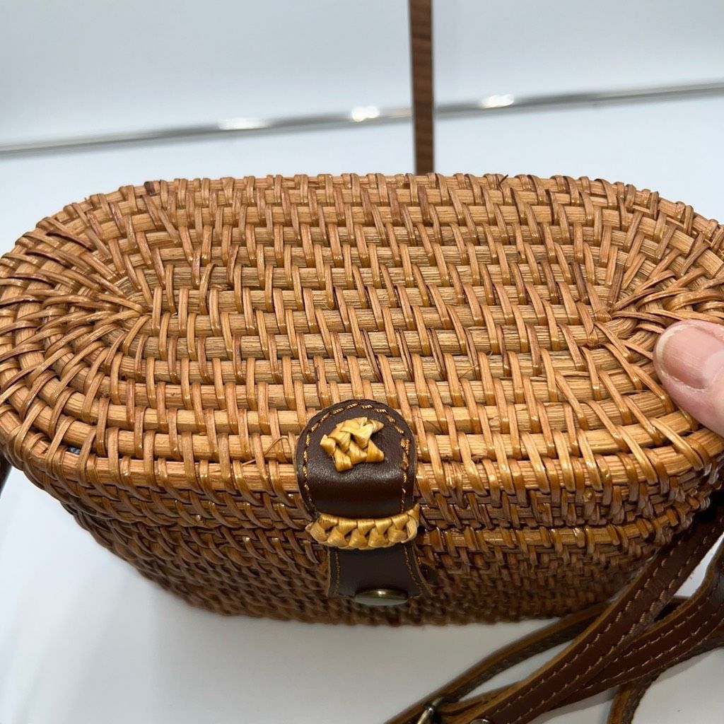 Vintage Vintage Handmade Wicker Basket and Leather Crossbody Bag Size ONE SIZE - 5 Thumbnail