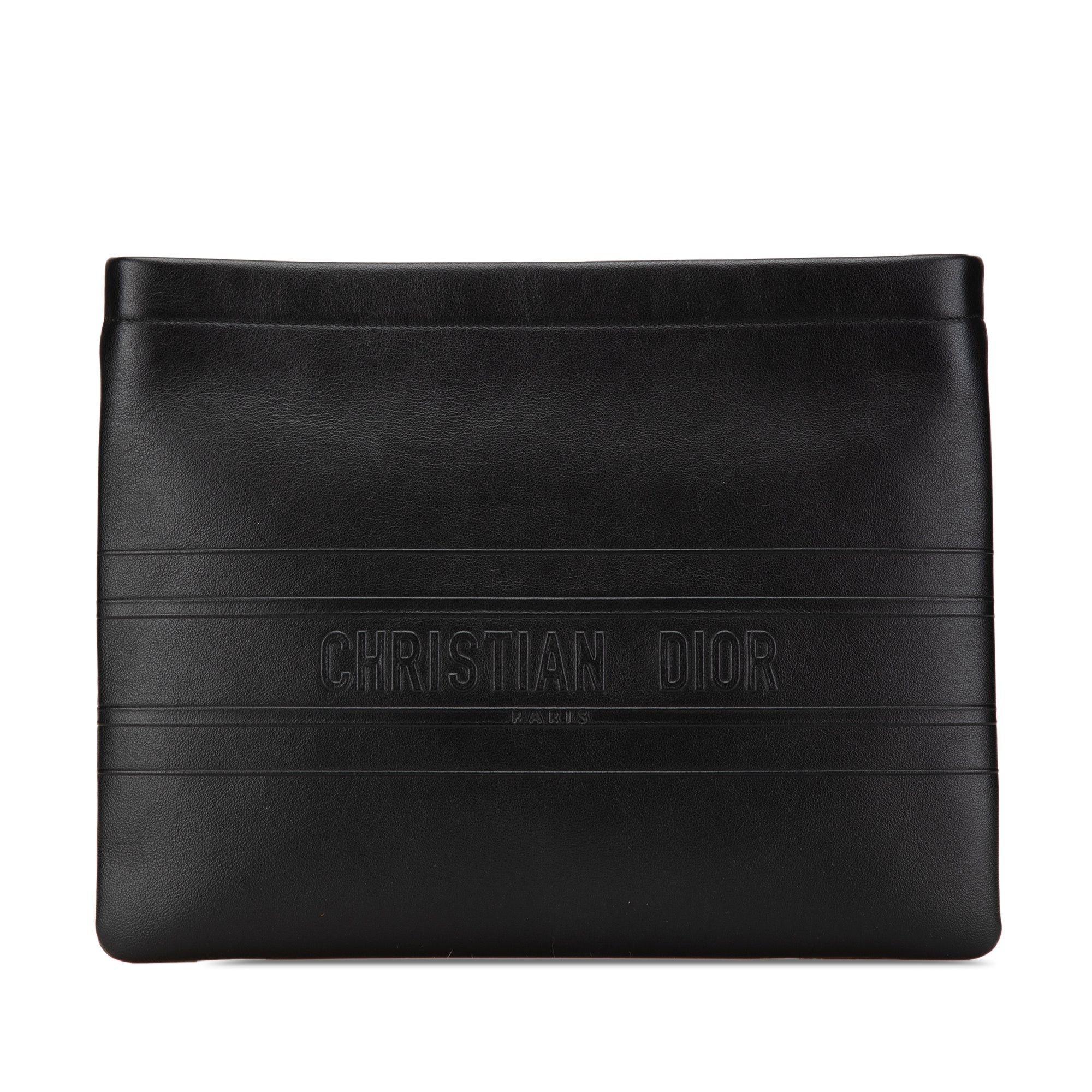 Dior Dior Embossed Calfskin Logo Zip Clutch Black Size ONE SIZE - 1 Thumbnail