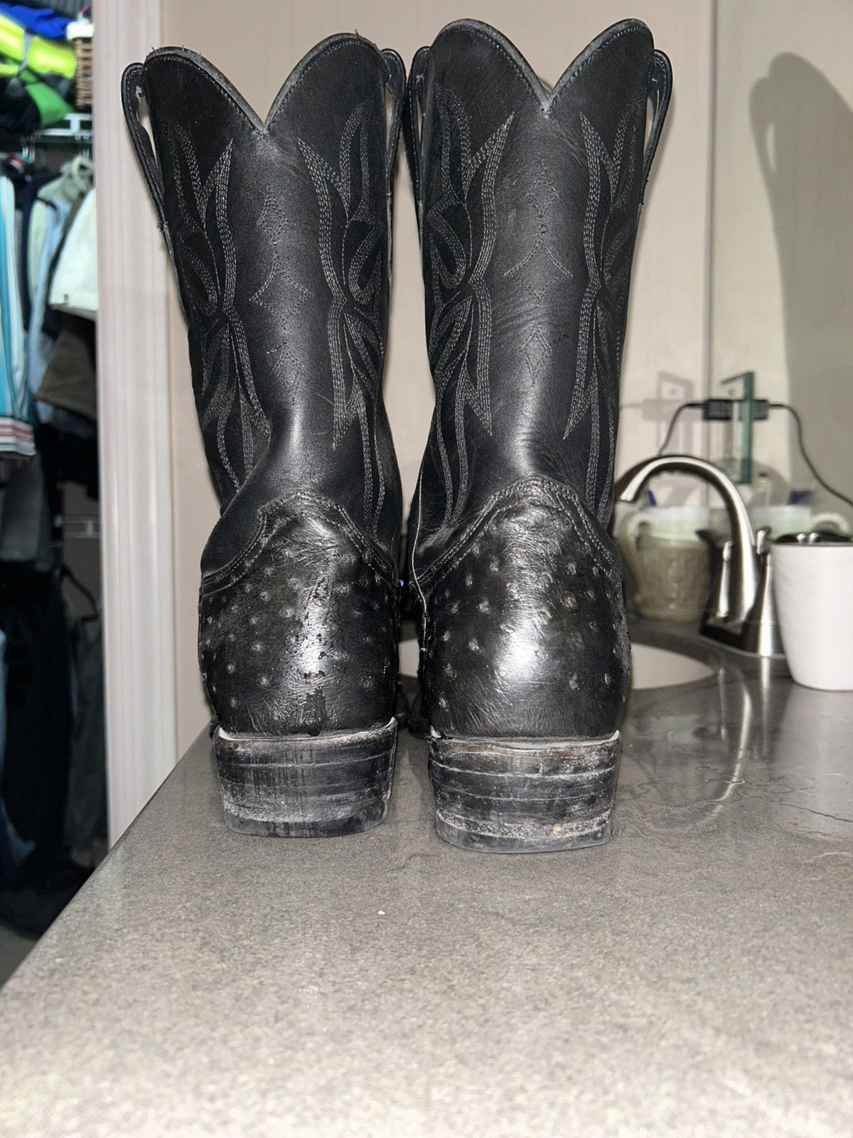 Freebandz SQUARE TOE BLACK OSTRICH MENS BOOT Size US 11 / EU 44 - 2 Thumbnail