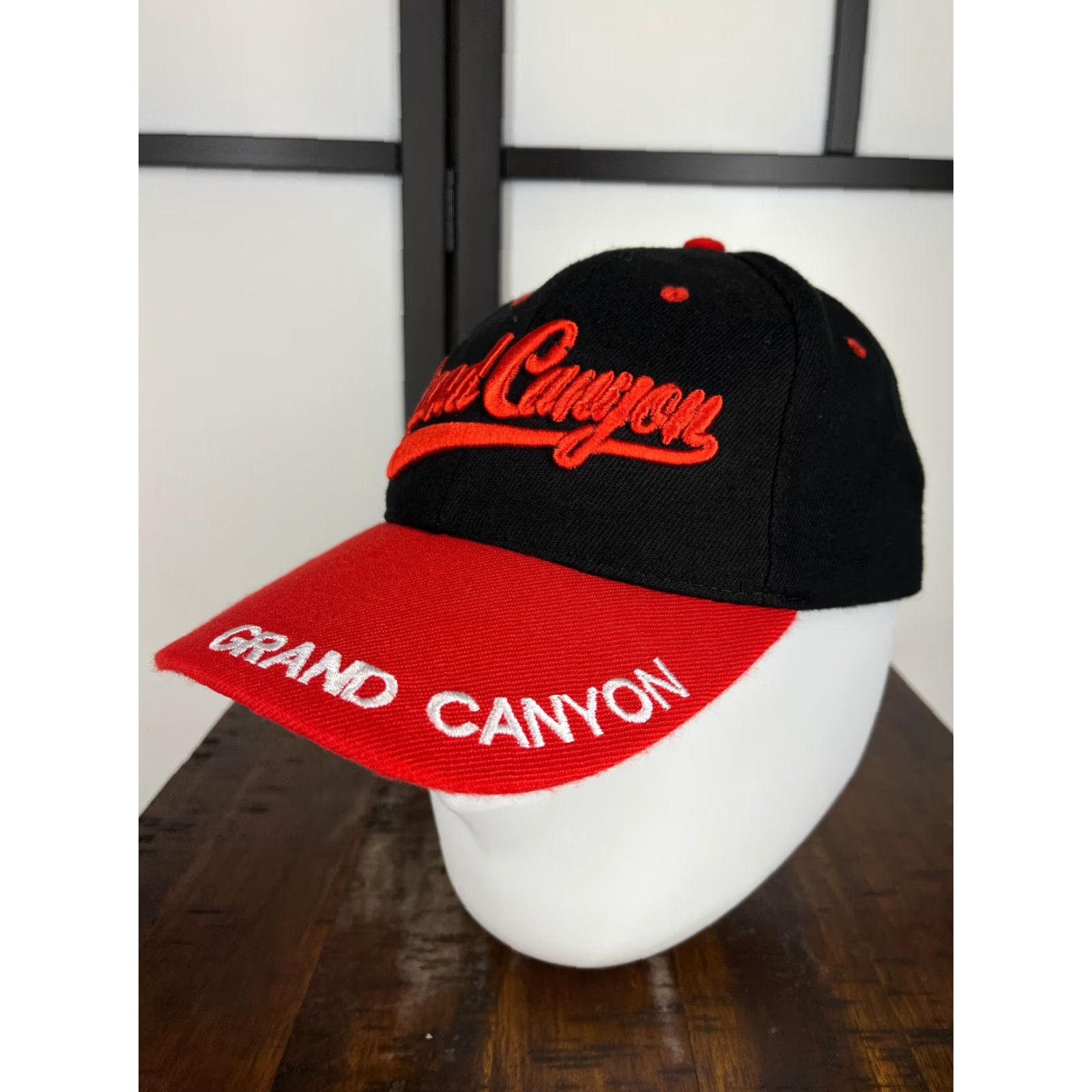 Vintage Arizona Grand Canyon Hat Cap Strap Back Adult Red Black Embroidered Acrylic Size ONE SIZE - 4 Thumbnail