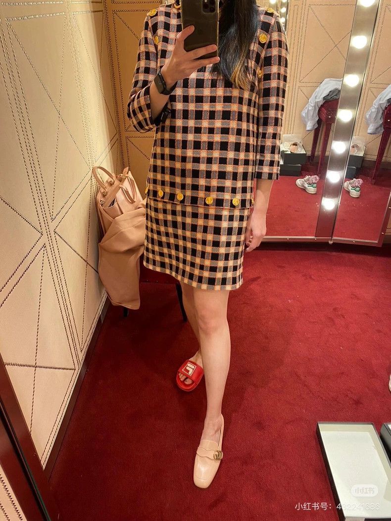 Gucci Gucci Tweed plaid gold button wool dress 2503-Nextarrow Size XS / US 0-2 / IT 36-38 - 7 Thumbnail